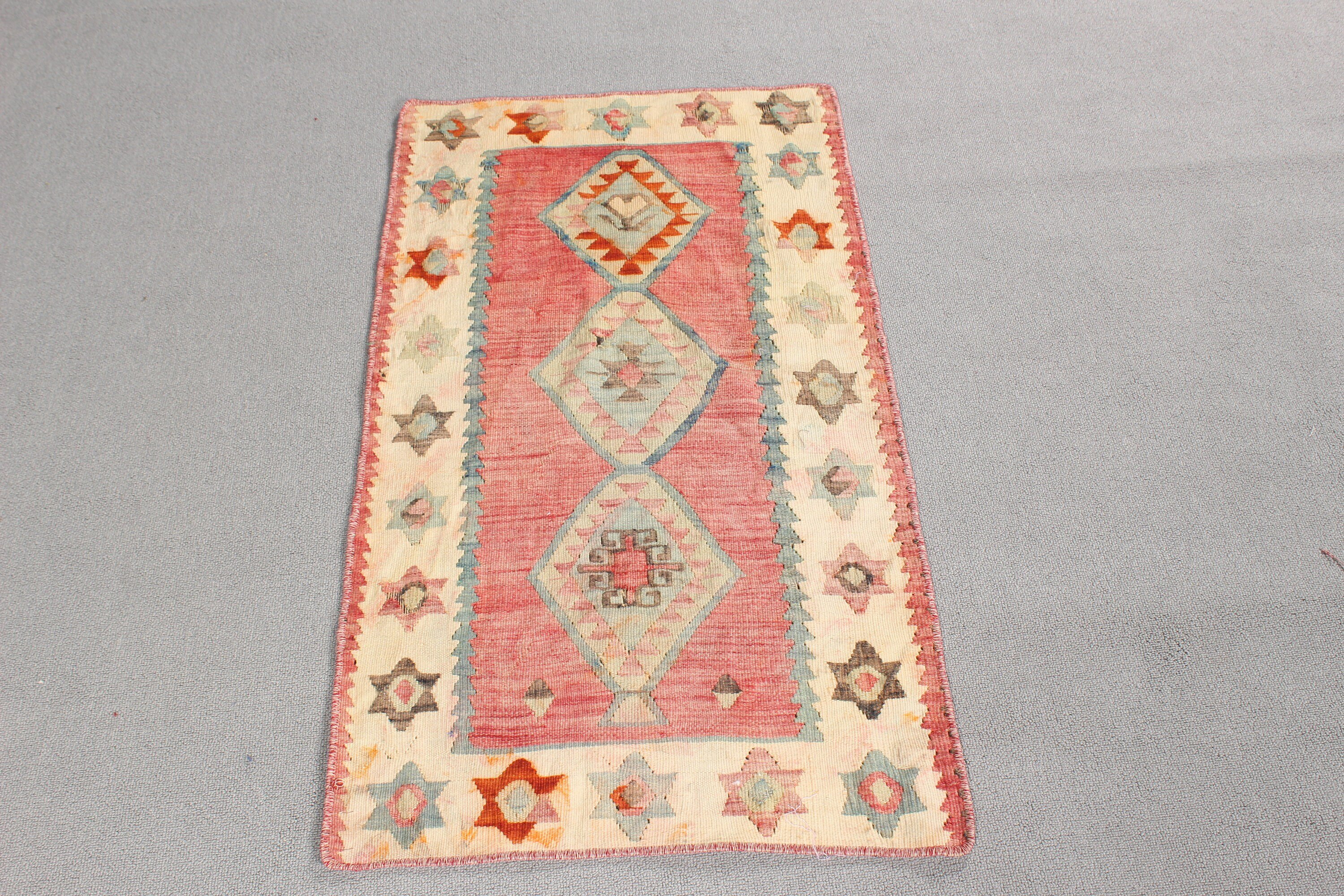 Mutfak Halıları, Bej 1.8x3.6 ft Küçük Halı, Vintage Halılar, Küçük Boho Halılar, Oryantal Halı, El Dokuma Halılar, Kilim, Türk Halıları