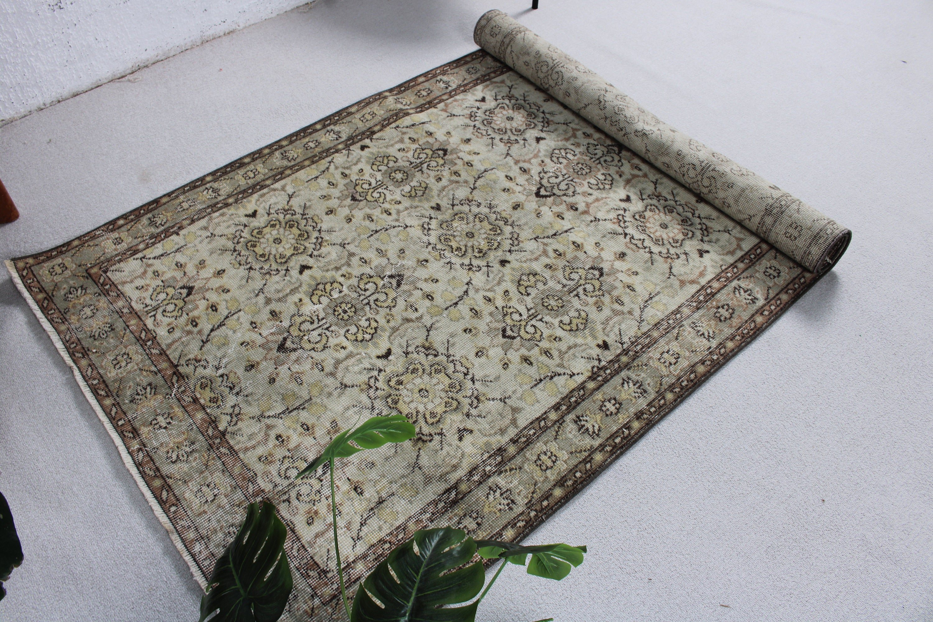 Aztek Halısı, Türk Halıları, Oushak Bölgesi Halıları, Mutfak Halısı, Lüks Halı, Vintage Halılar, Bej Geometrik Halı, 3,7x6,8 ft Alan Halıları, Yün Halılar