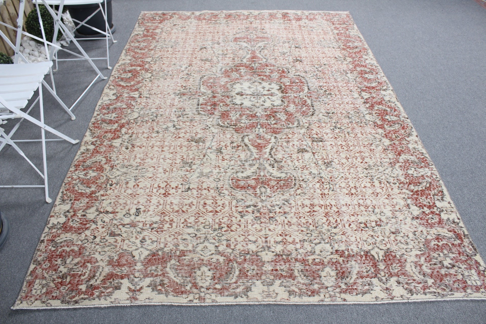 Dining Room Rug, Living Room Rugs, Floor Rugs, Turkish Rug, Vintage Rugs, Handmade Rug, Cool Rug, Beige  5.9x8.9 ft Large Rugs