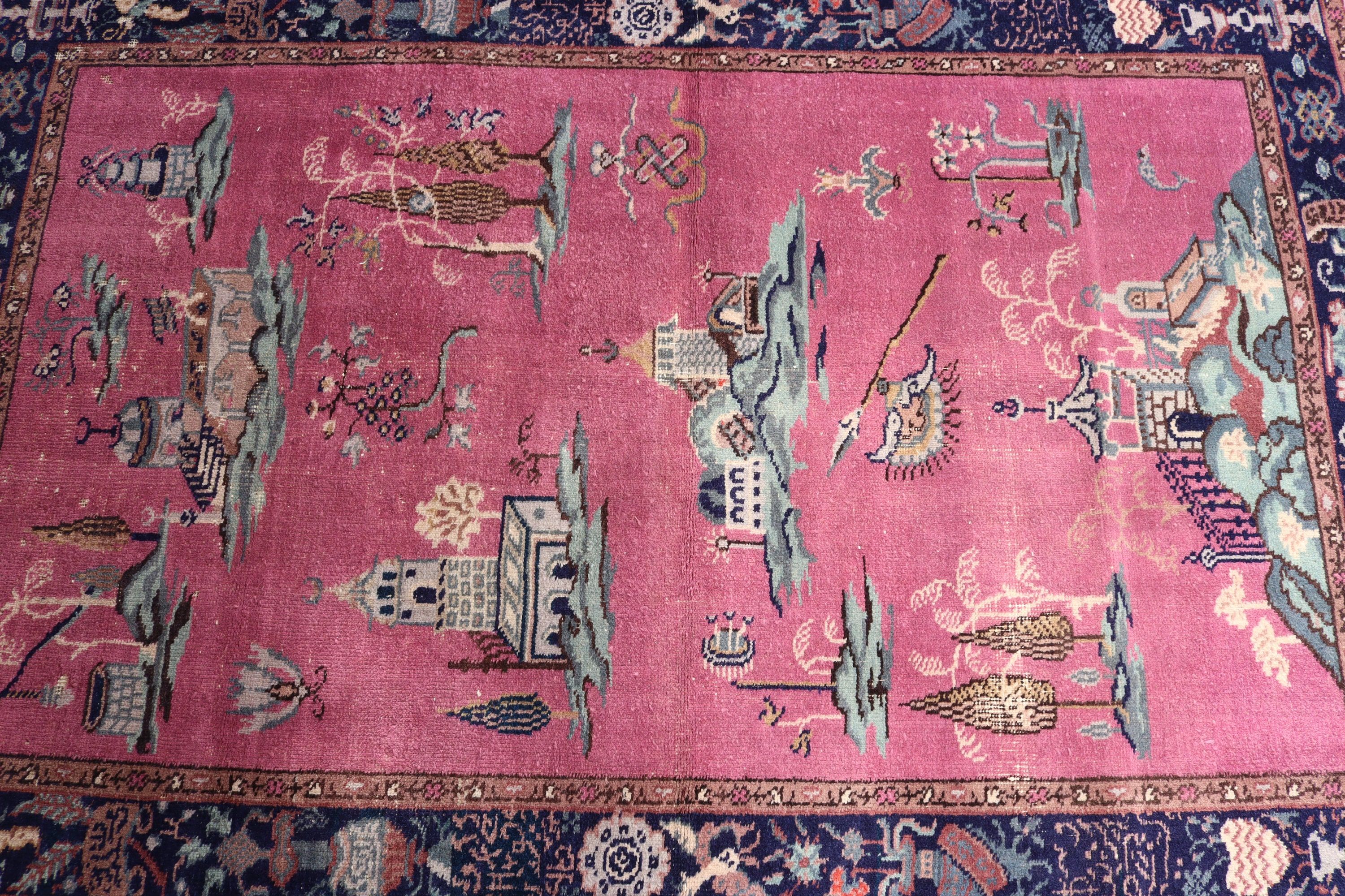 Fas Halıları, Ofis Halısı, Mutfak Halısı, Modern Halı, Boho Vurgulu Halı, Vintage Halılar, 3,5x5,5 ft Accent Halı, Türk Halısı, Pembe Anadolu Halıları