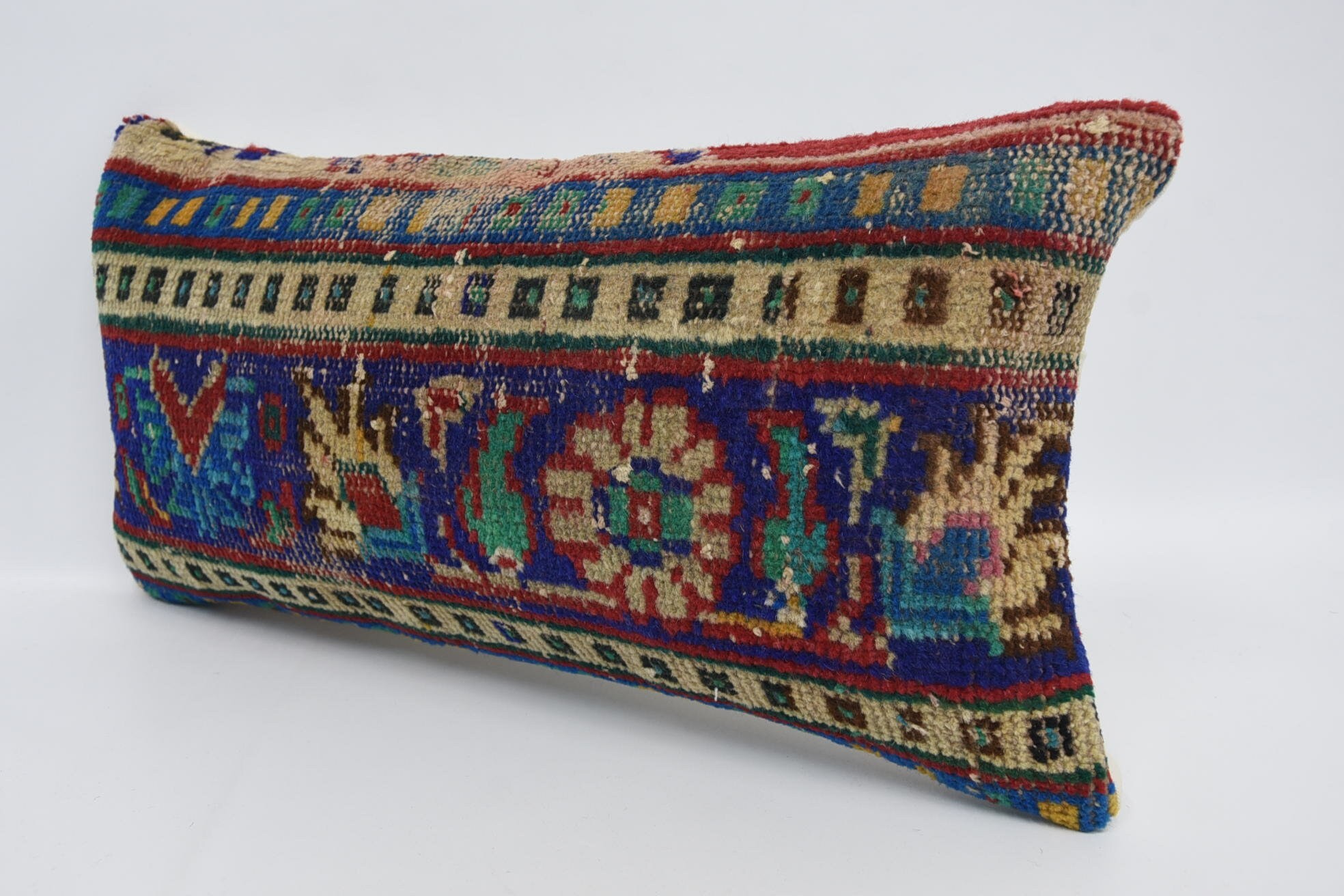 Türk Yastığı, Kanepe Yastık, El Yapımı Kilim Minder, Türk Bank Yastık Kılıfı, 12"x24" Mavi Yastık Sham, Lüks Yastık