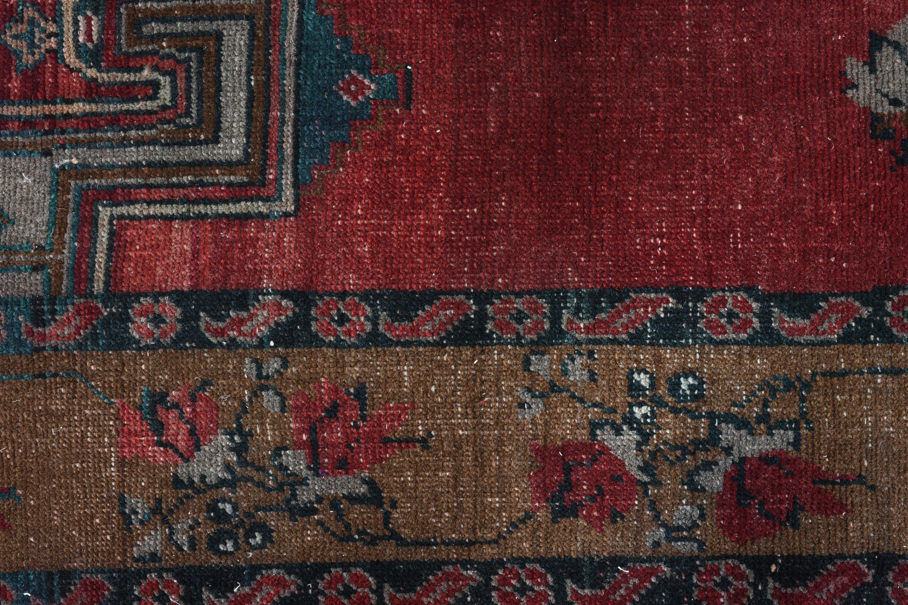 1.5x3.1 ft Küçük Halı, Giriş Kilimleri, Duvara Asılı Halı, Kapı Paspas Halıları, Türk Halısı, Ev Dekor Halısı, Kırmızı Yün Halı, Vintage Halı, Oushak Halıları