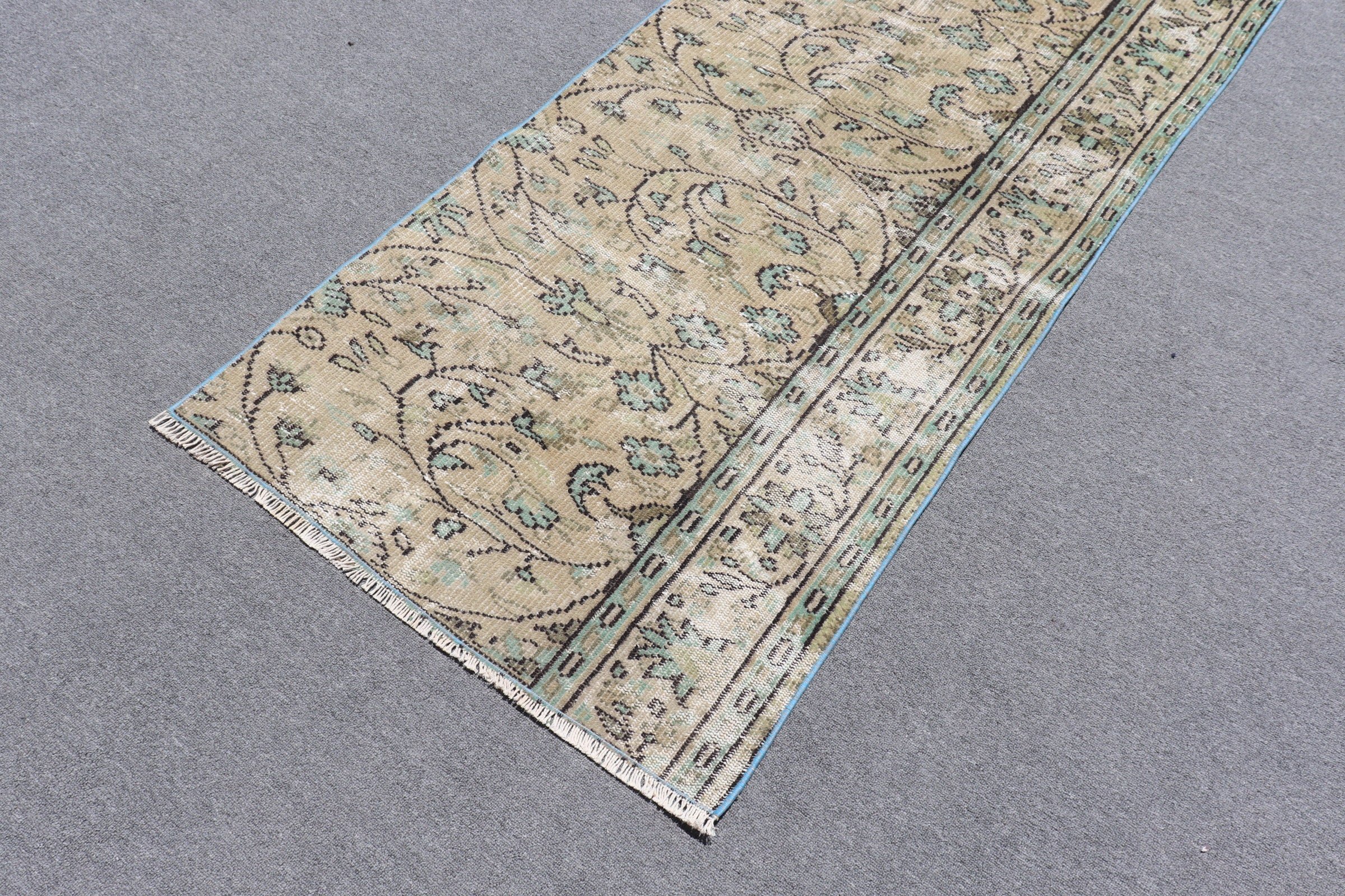 Organic Rug, Green Oushak Rug, 2.8x7.9 ft Runner Rug, Bedroom Rug, Anatolian Rugs, Turkish Rug, Vintage Rug, Hallway Rug, Corridor Rugs