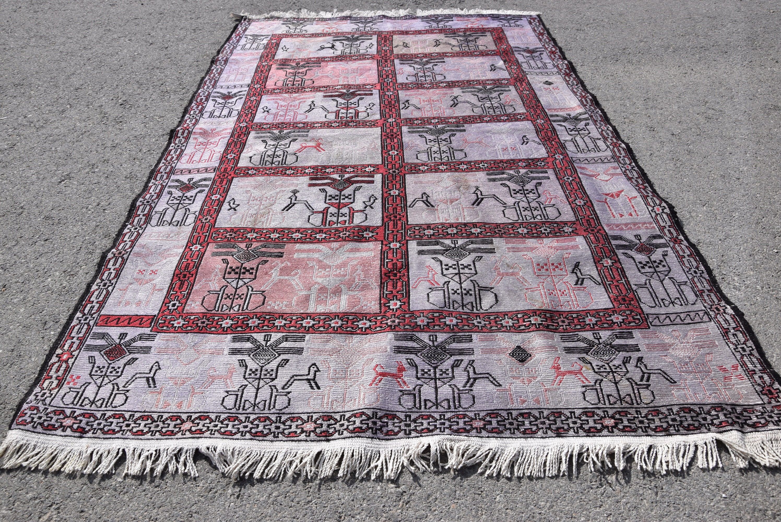 Mor Mutfak Halıları, Anadolu Halısı, Sessiz Halı, Yatak Odası Halısı, Giriş Halısı, 3.7x5.9 ft Accent Halısı, Türk Halısı, Vintage Halı, Antika Halılar, Kilim