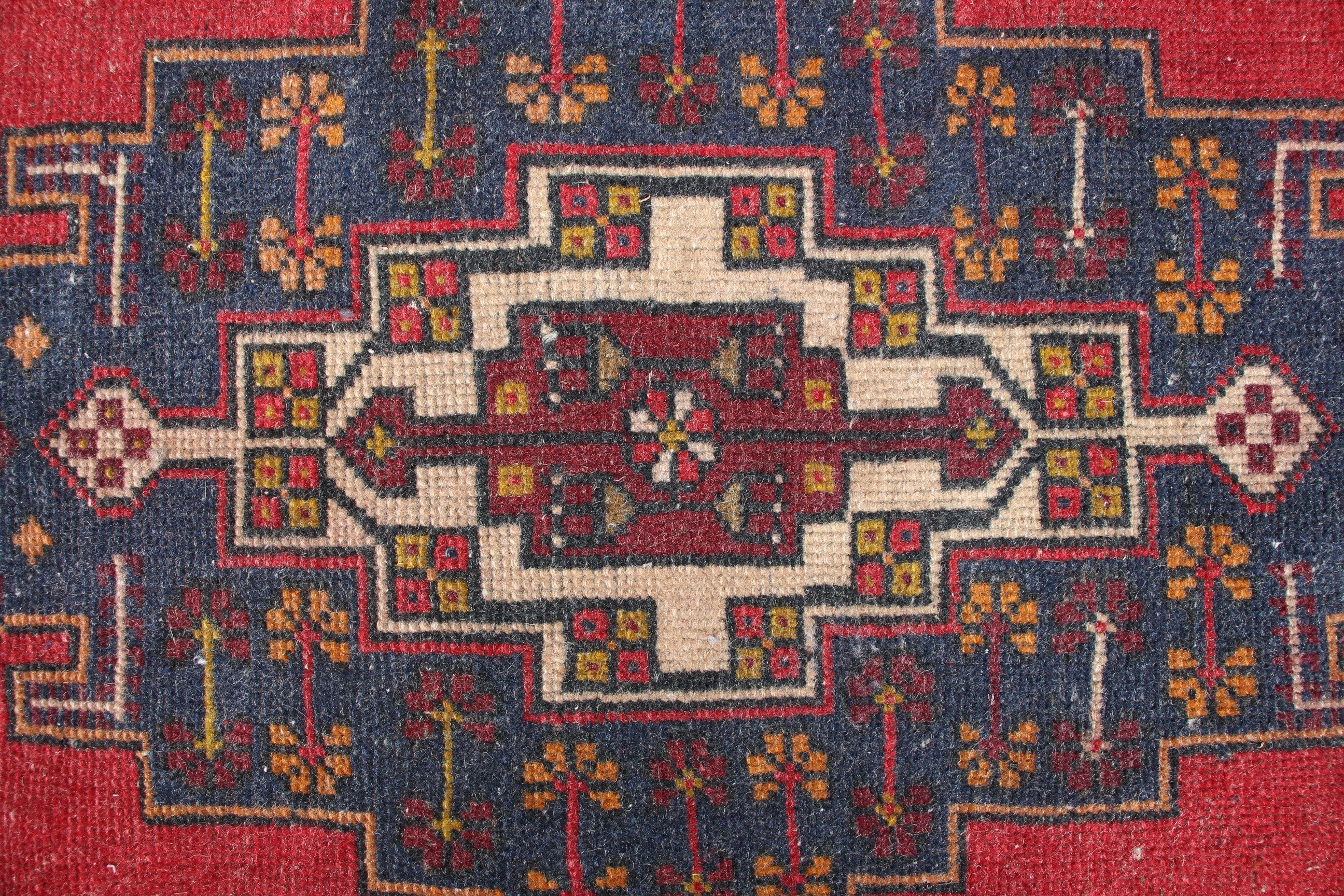 Anatolian Rugs, Red Floor Rug, 1.8x3.5 ft Small Rugs, Vintage Rug, Floor Rugs, Door Mat Rug, Rugs for Nursery, Turkish Rugs, Bedroom Rug