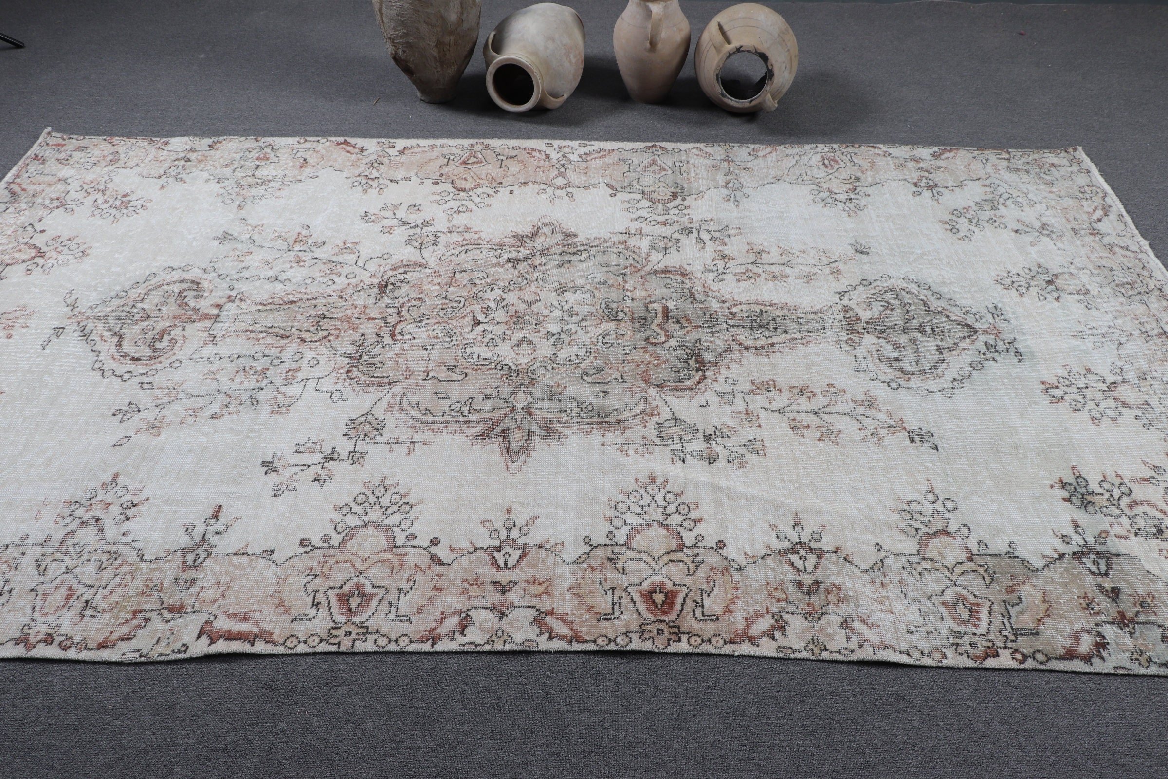 5.5x9.5 ft Large Rug, Cute Rugs, Dining Room Rug, Beige Wool Rug, Rugs for Bedroom, Floor Rugs, Vintage Rugs, Bedroom Rug, Turkish Rug