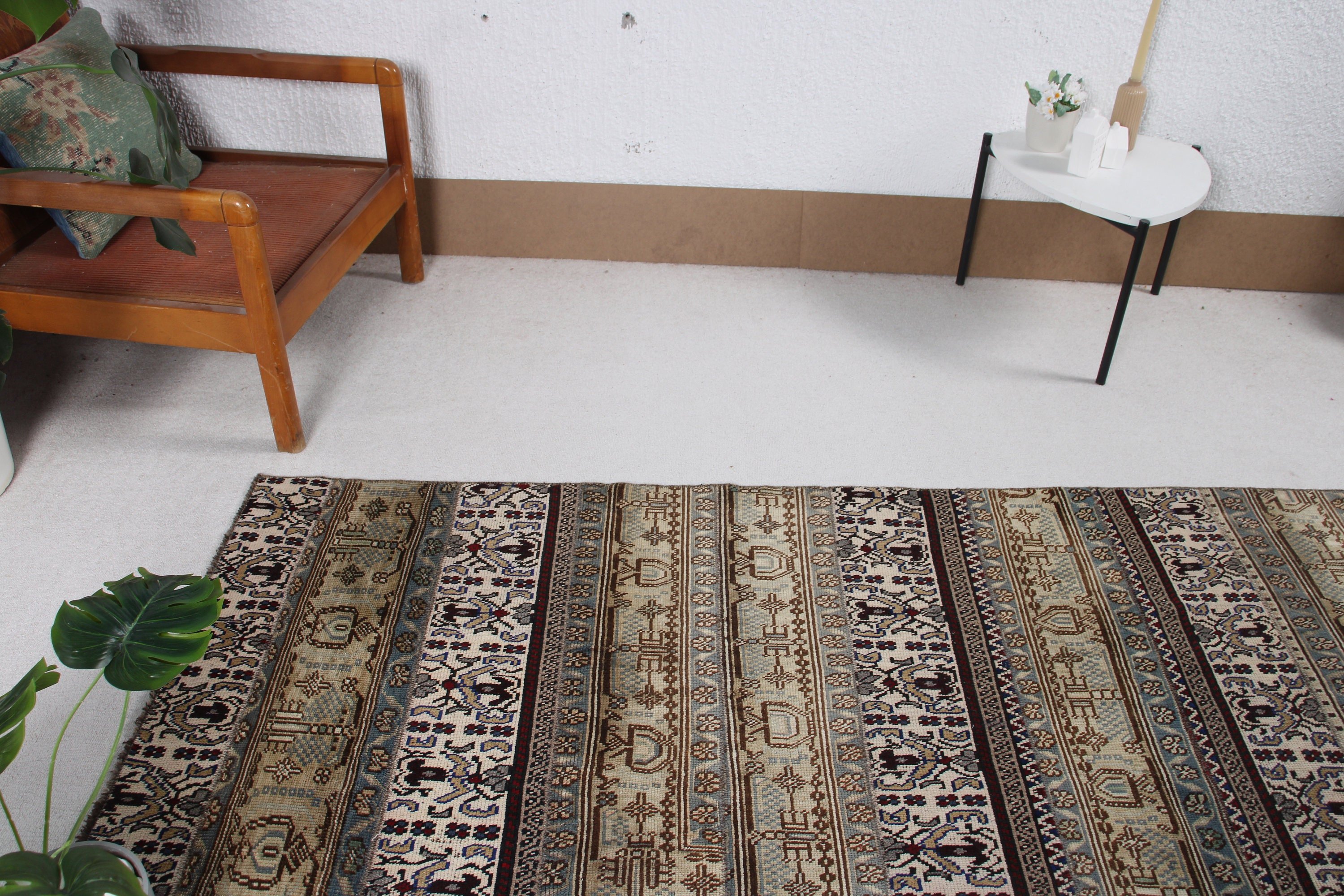 2.8x8.6 ft Runner Halı, Geometrik Halı, Vintage Halılar, Kahverengi Anadolu Halısı, Antika Halı, Mutfak Halısı, Türk Halıları, Vintage Runner Halısı