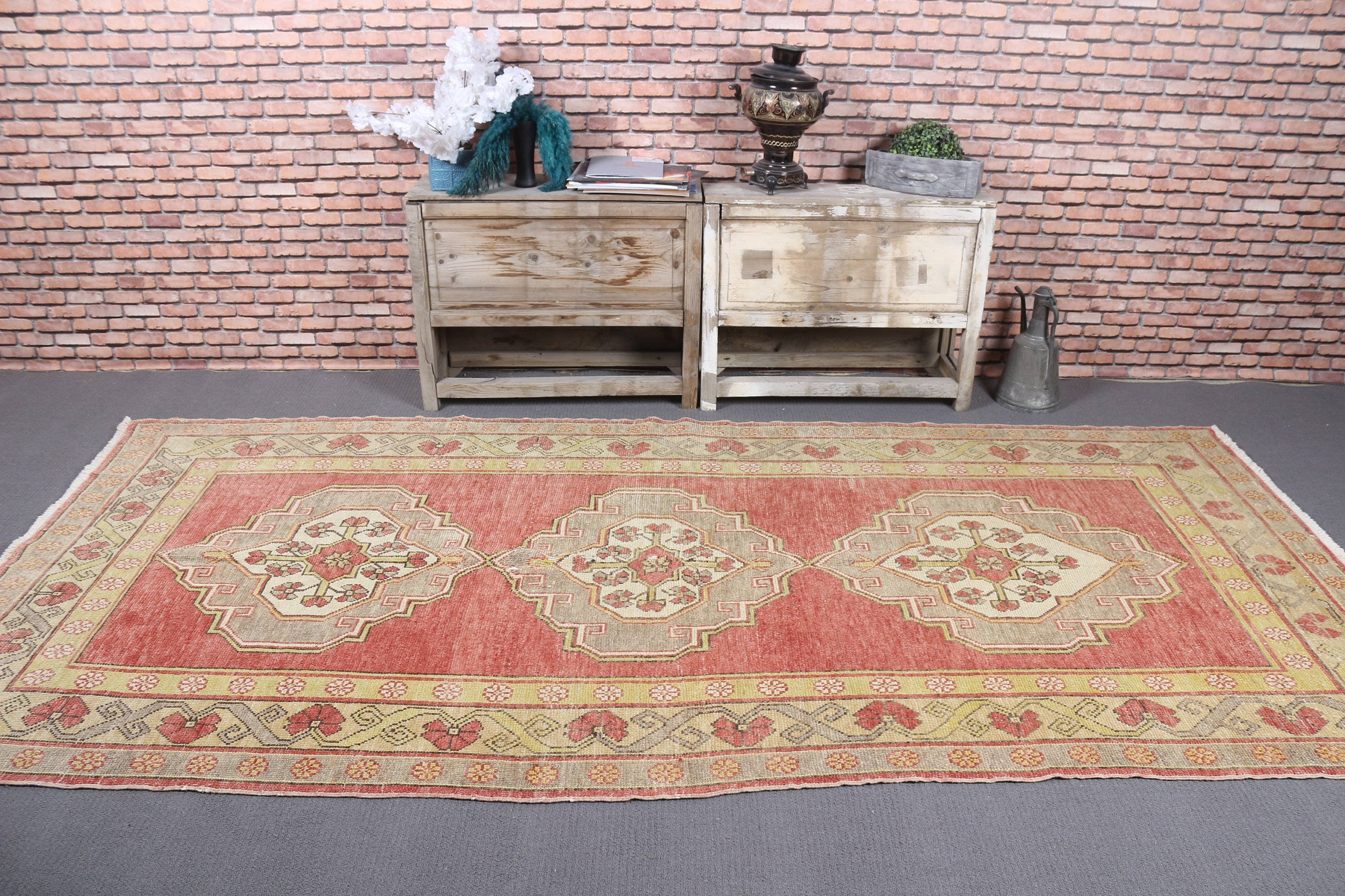 4.7x10.3 ft Large Rug, Vintage Rug, Salon Rugs, Living Room Rug, Turkish Rugs, Cute Rugs, Red Bedroom Rugs, Bedroom Rug, Anatolian Rug