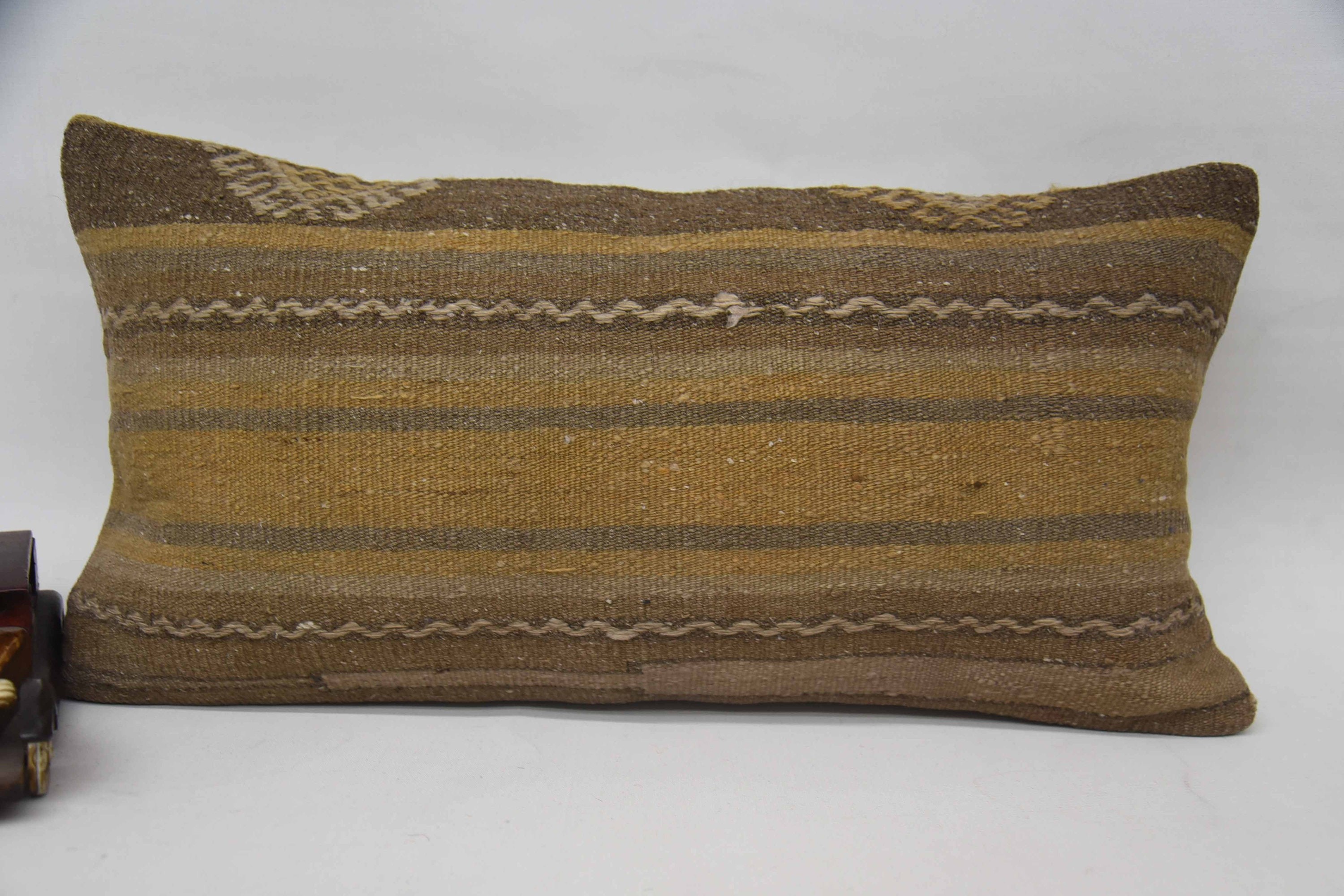 Oriental Pillow, Kilim Pillow Cover, Boho Pillow Sham Cover, Handwoven Cushion Case, 12"x24" Beige Cushion Case, Boho Pillow