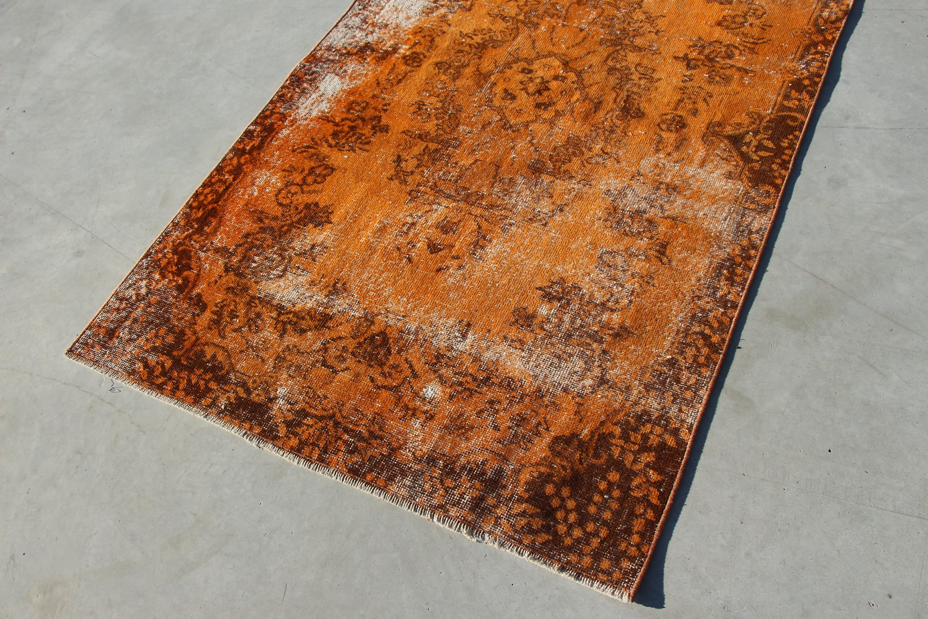 Turkish Rug, Vintage Rug, Dining Room Rugs, 3.7x6.5 ft Area Rug, Anatolian Rug, Old Rug, Indoor Rugs, Kitchen Rugs, Orange Antique Rug