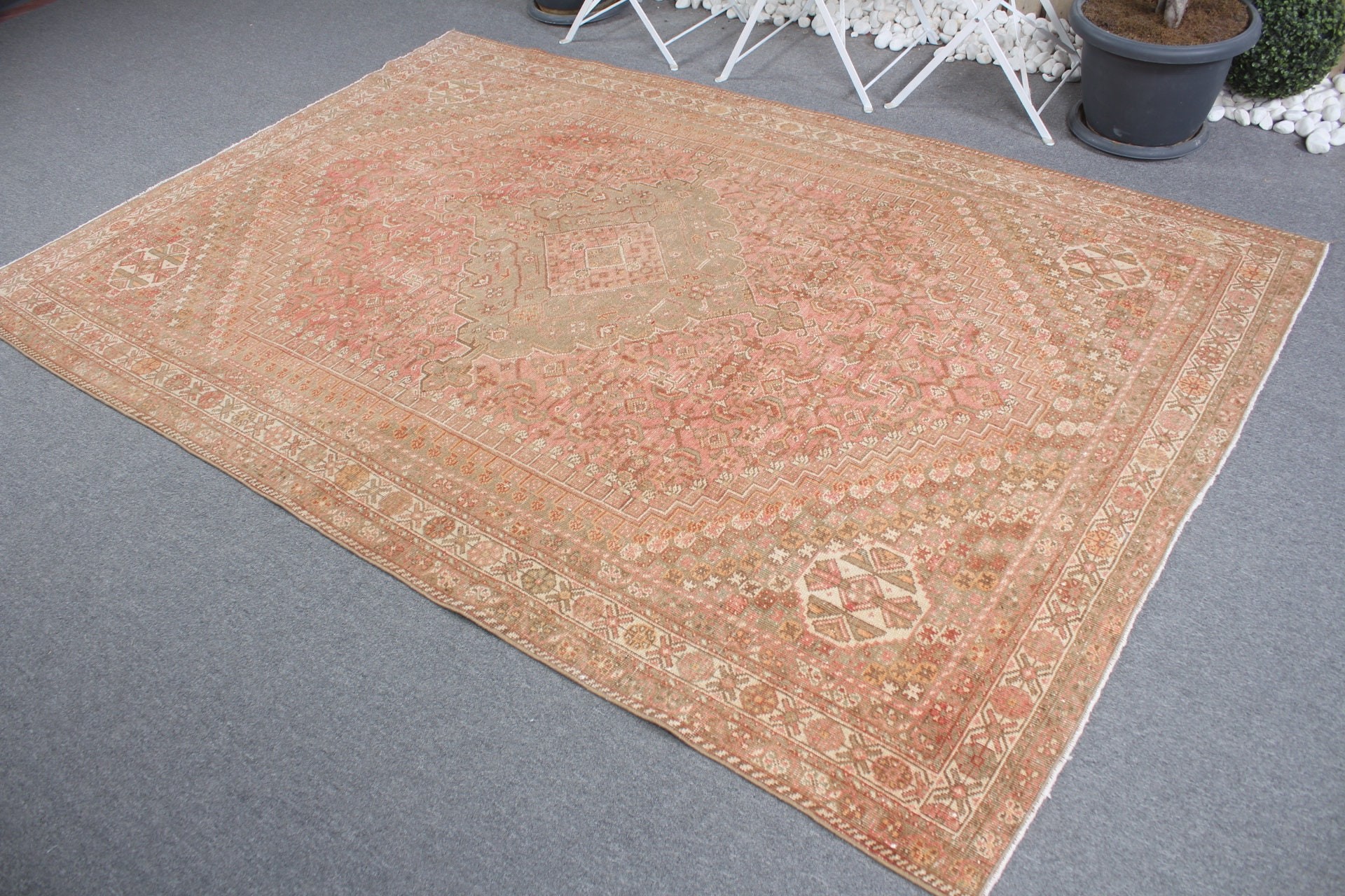 Kırmızı Oushak Halı, Oturma Odası Halısı, Ev Dekorasyonu Halısı, Türk Halısı, Yün Halılar, Büyük Yün Halılar, Vintage Halı, 5.4x8.3 ft Büyük Halı, Salon Halıları