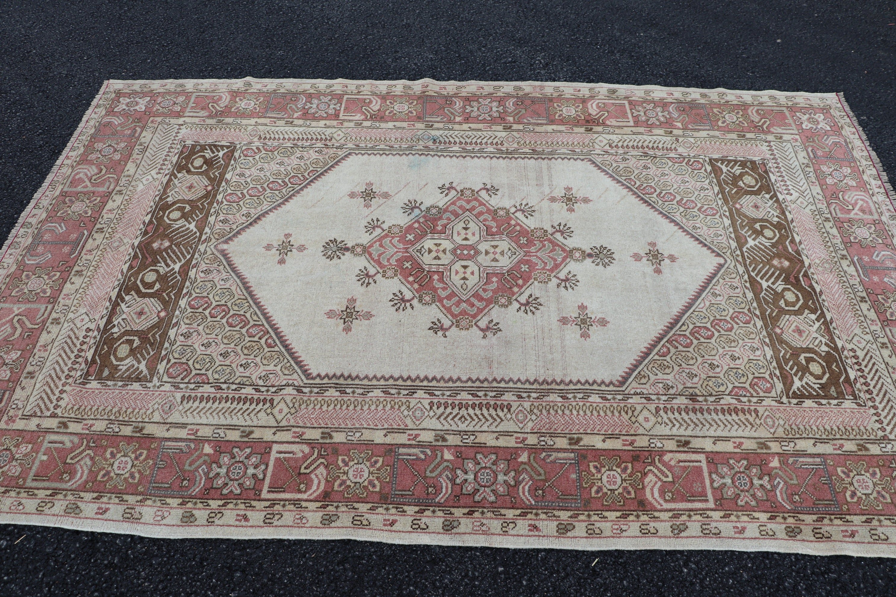 Oriental Rugs, 5.3x8.1 ft Large Rug, Bedroom Rugs, Antique Rug, Turkish Rugs, Vintage Rug, Dining Room Rug, Office Rugs, Pink Anatolian Rug