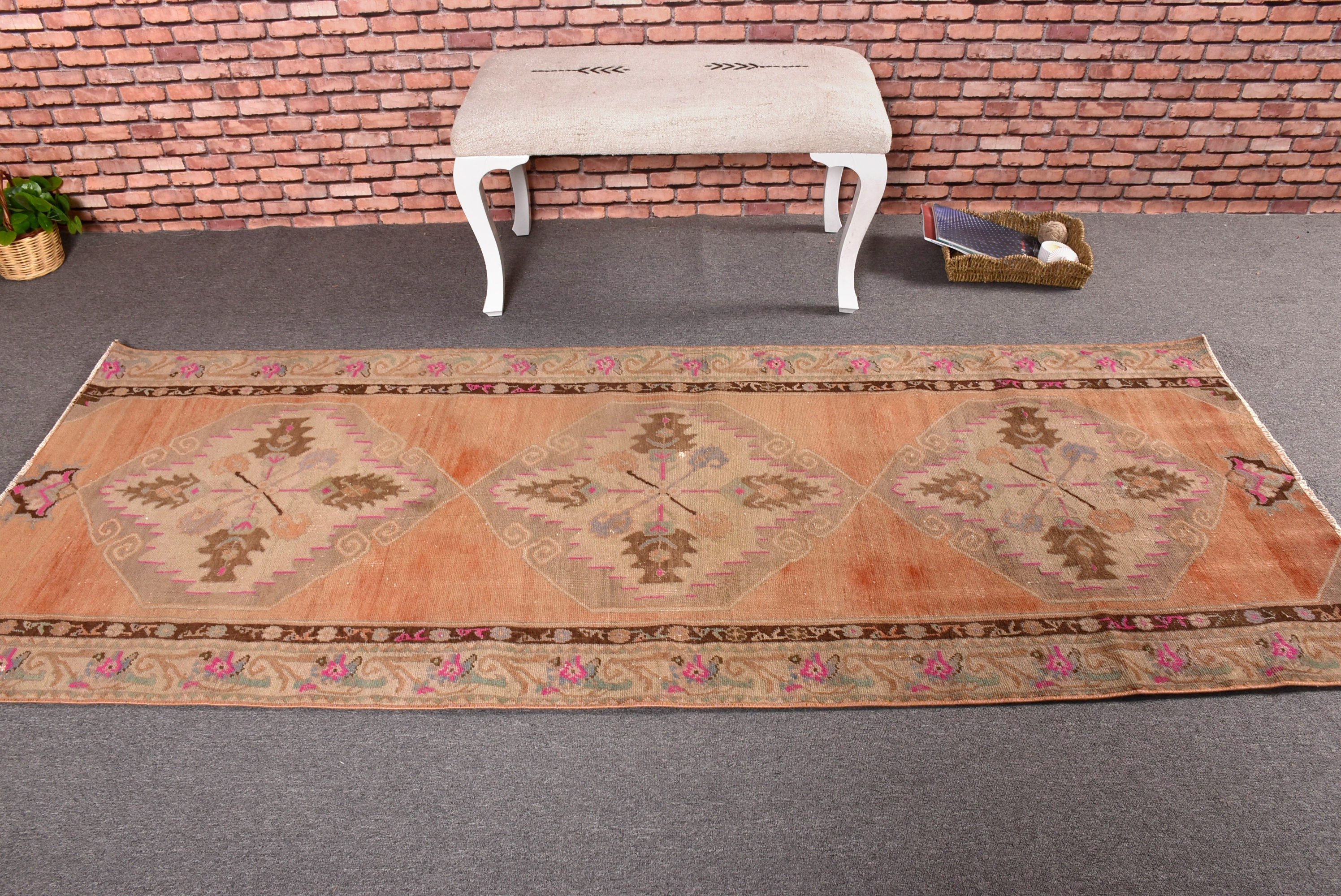 Pembe Oryantal Halılar, Dekoratif Halı, Vintage Halı, Lüks Halılar, Geometrik Halı, 3.1x8 ft Runner Halı, Koridor Halısı, Türk Halısı, Merdiven Halıları