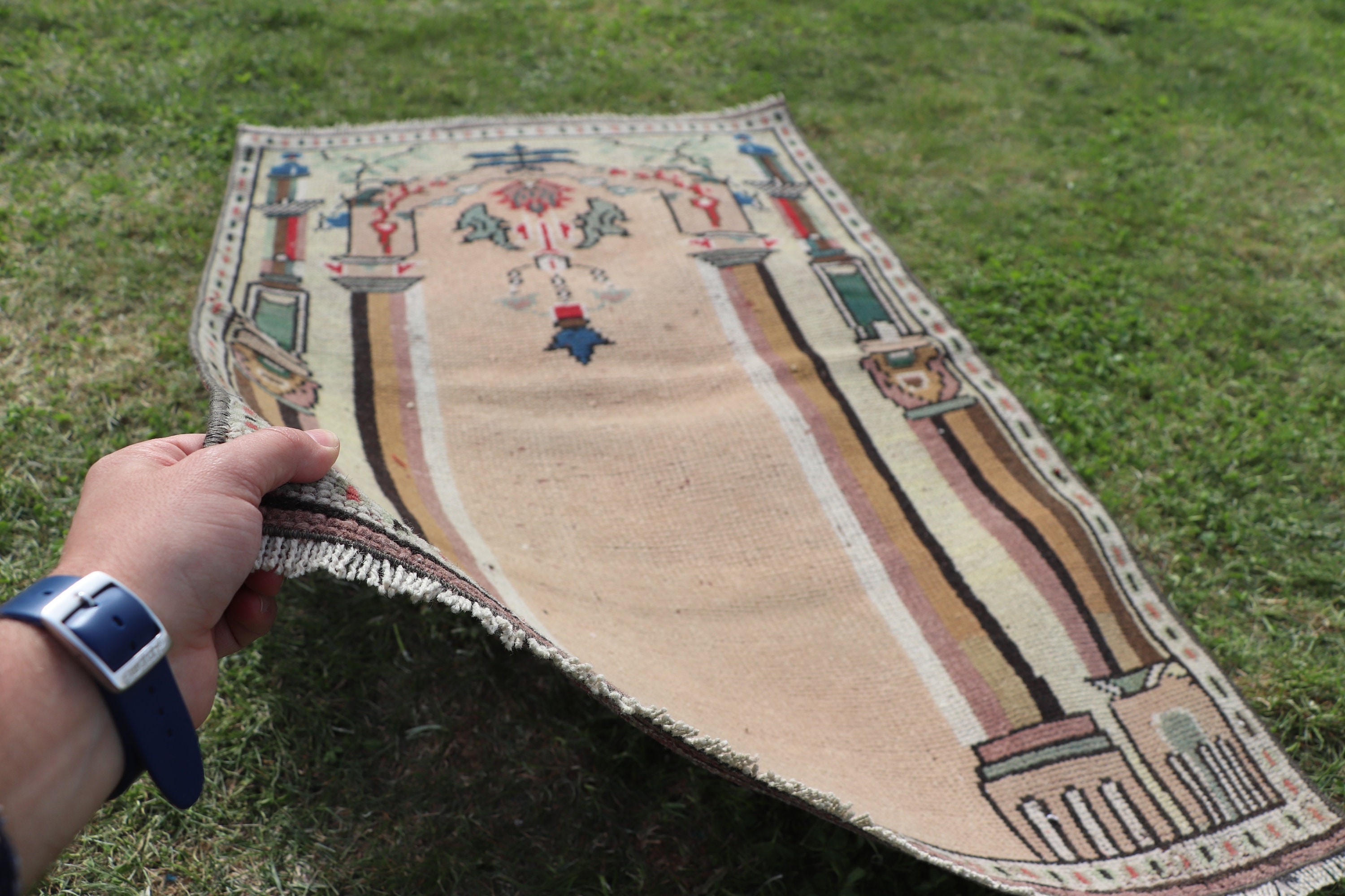 Small Vintage Rugs, Vintage Rug, Turkish Rug, Wool Rugs, Aesthetic Rug, 2.4x3.7 ft Small Rug, Kitchen Rug, Beige Statement Rug, Cool Rug