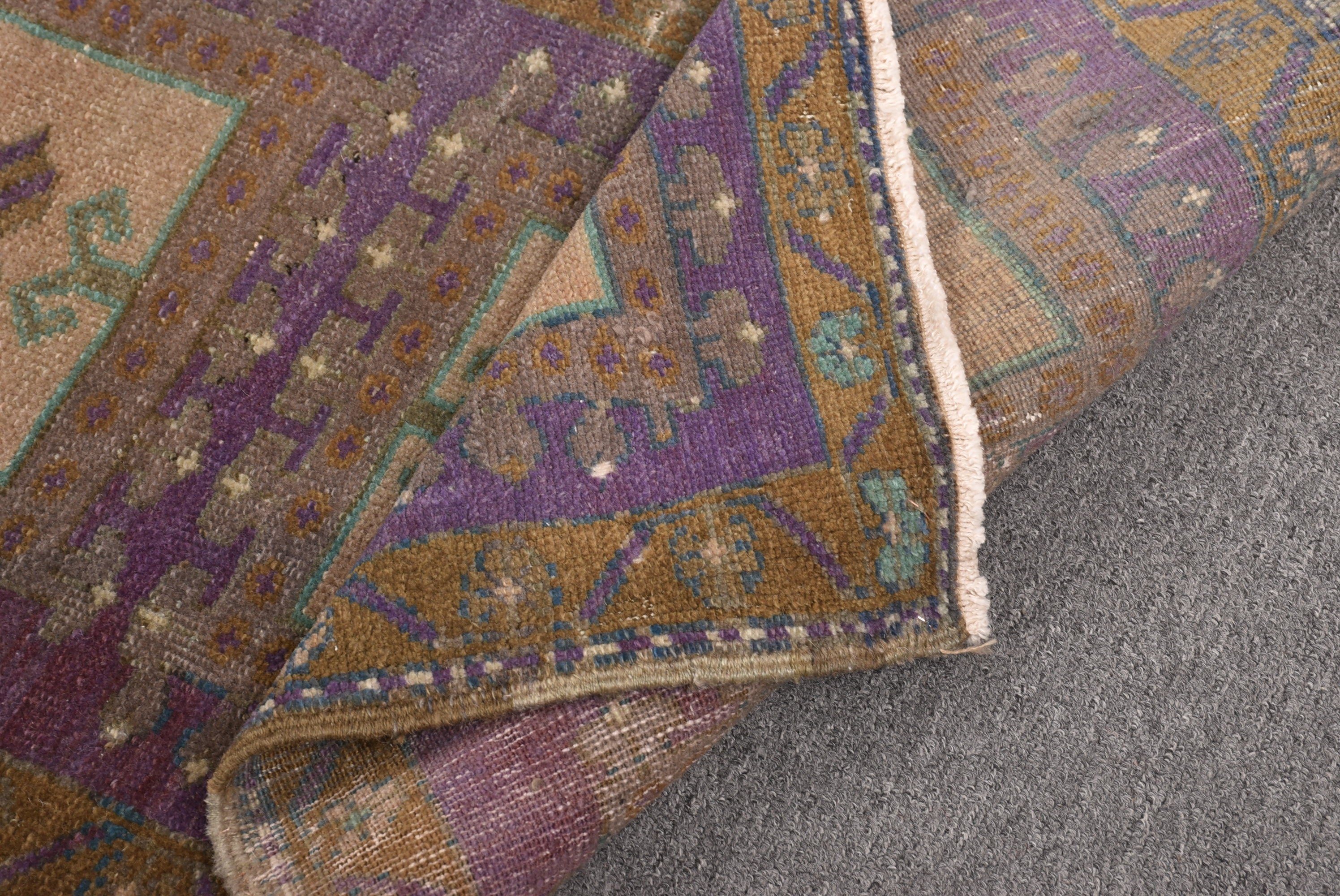 1.7x3.1 ft Küçük Halılar, Küçük Boho Halılar, Vintage Halılar, Mor El Dokuma Halılar, Araba Paspas Halısı, Türk Halıları, Havalı Halılar, Düz Dokuma Halı