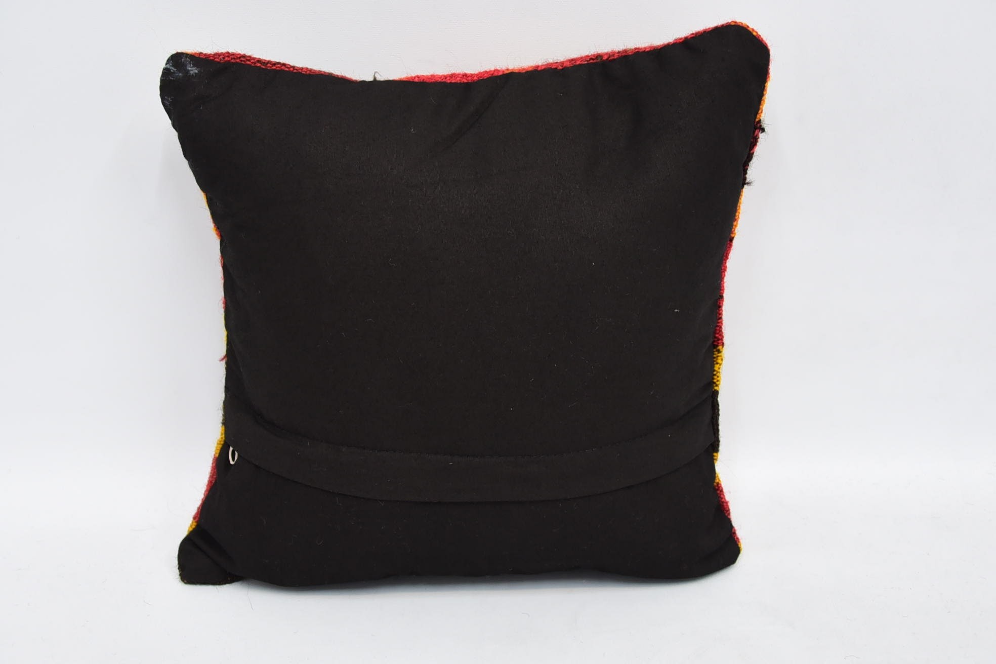12"x12" Red Cushion Cover, Boho Pillow Sham Cover, Vintage Pillow, Sofa Bolster Pillow Sham, Vintage Kilim Throw Pillow