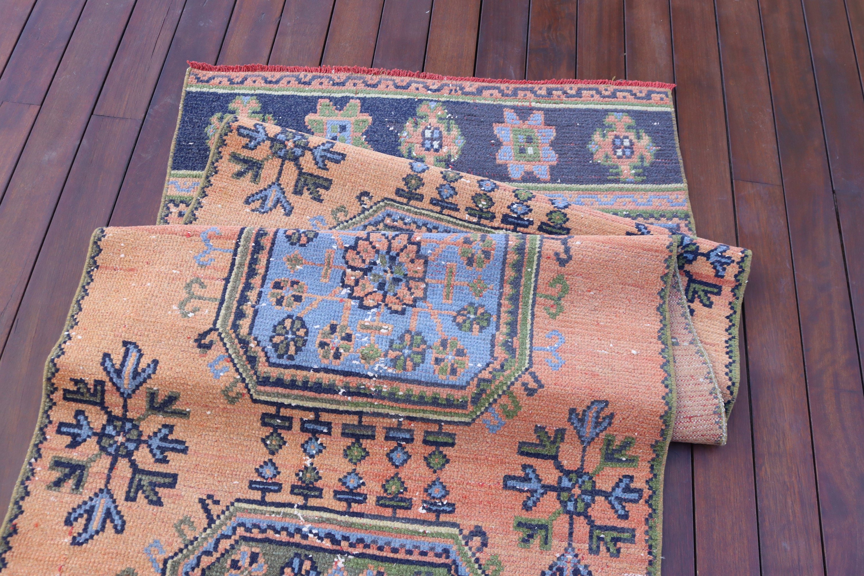 2.9x11.2 ft Runner Halıları, Sanatsal Halı, Modern Halılar, Vintage Halılar, Yer Halıları, Beni Ourain Runner Halıları, Türk Halısı, Turuncu Fas Halısı