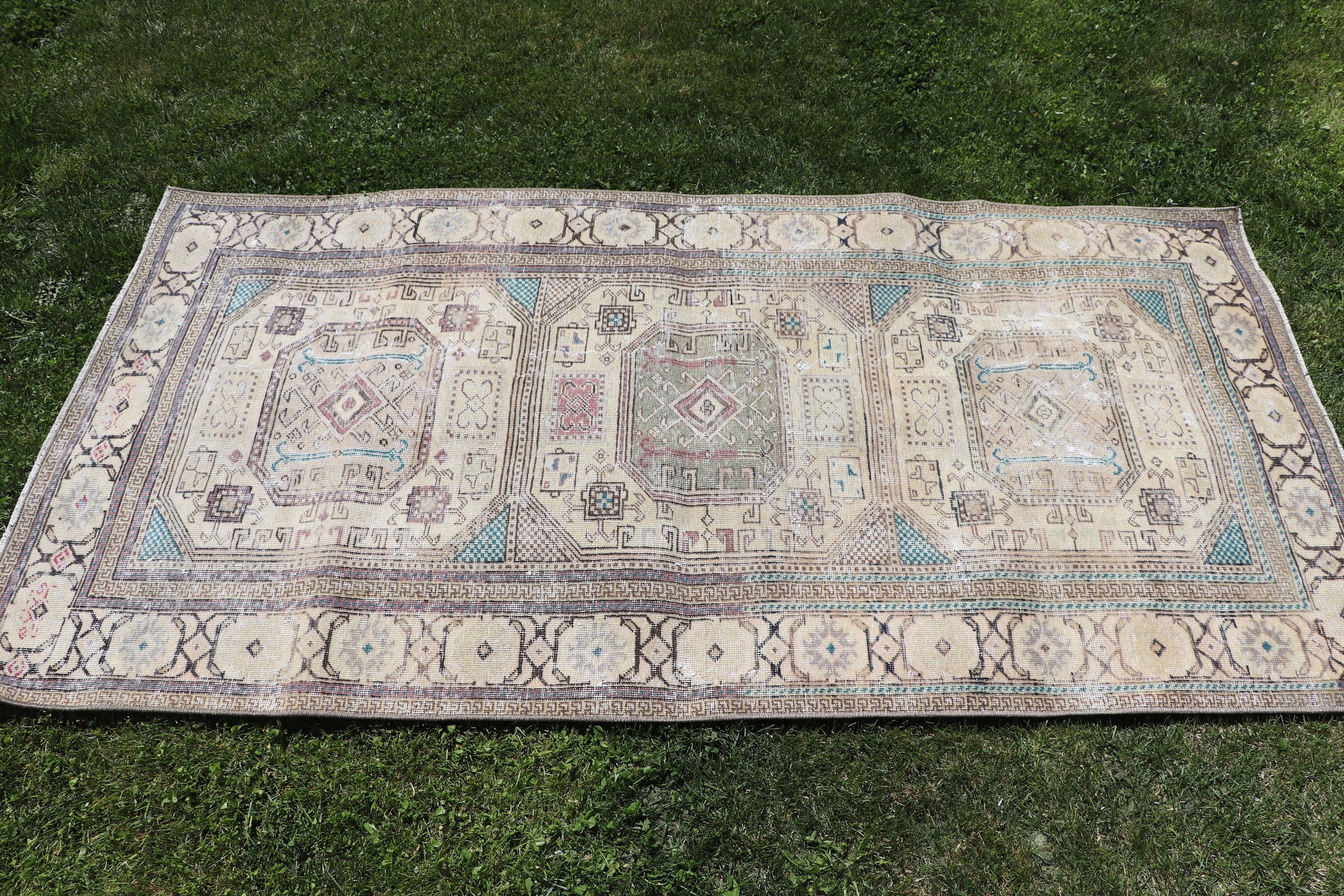 Entry Rug, 3x6 ft Accent Rug, Rugs for Entry, Boho Rug, Turkish Rug, Flatweave Rug, Vintage Rug, Wool Rug, Beige Bedroom Rugs, Kitchen Rugs