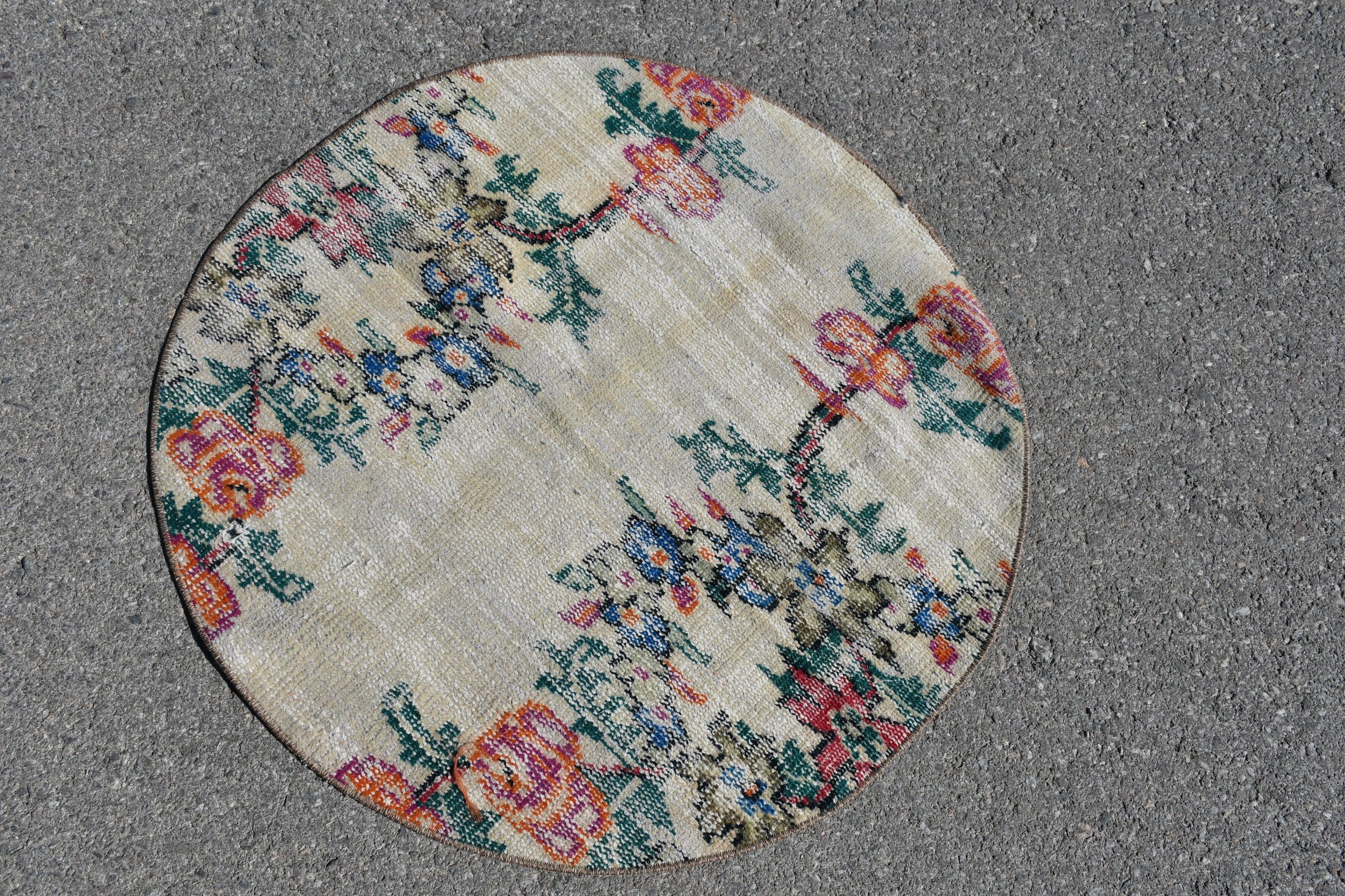 Home Decor Rugs, 2.8x2.8 ft Small Rugs, Car Mat Rugs, Bright Rug, Oushak Rug, Vintage Rugs, Turkish Rug, Rugs for Bedroom, Bedroom Rugs