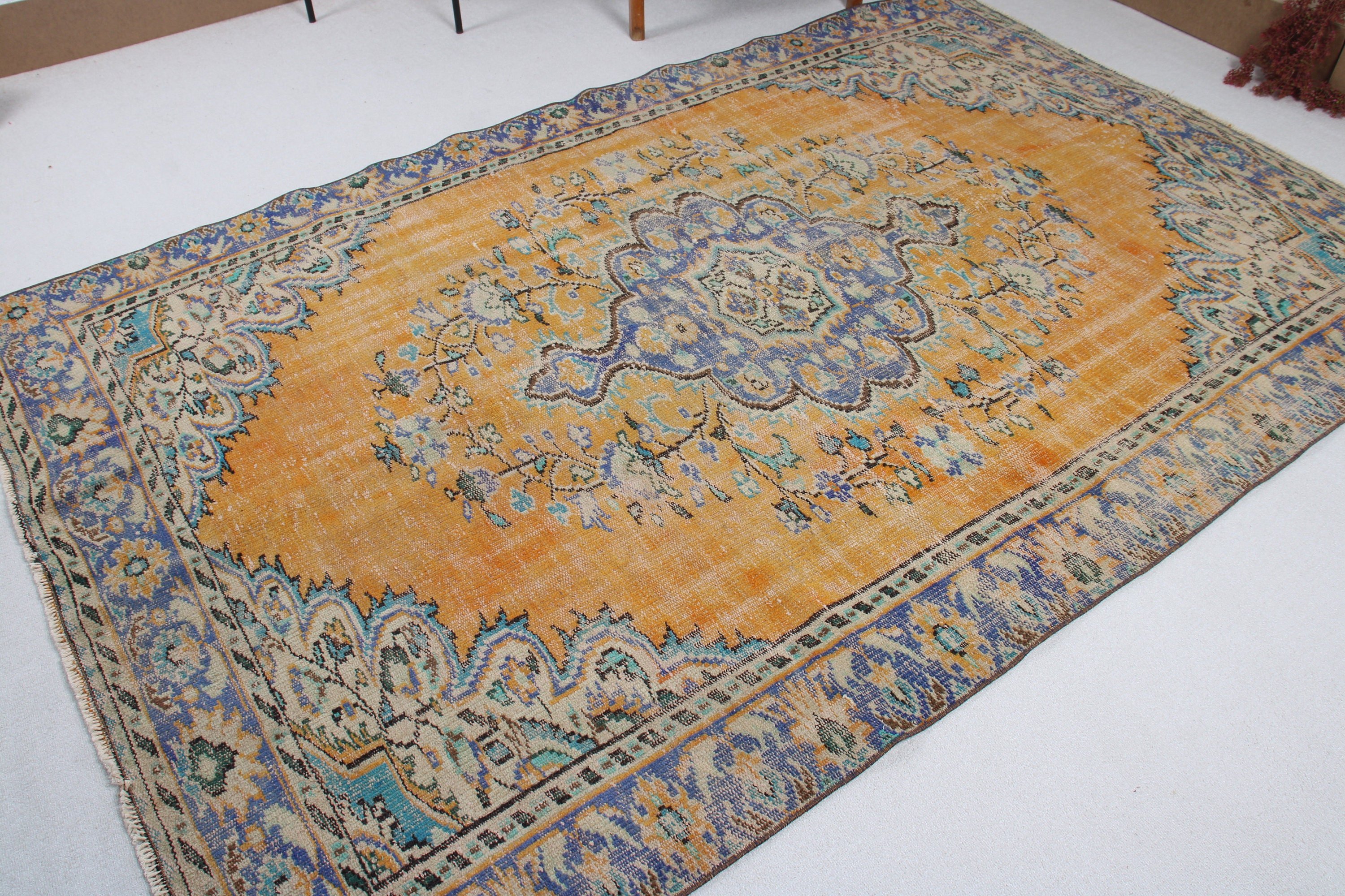 Yatak Odası Halıları, Modern Halı, Yemek Odası Halısı, Vintage Halı, Turuncu Yün Halı, 5.8x8.8 ft Büyük Halılar, Salon Halıları, Türk Halısı, Fas Halıları