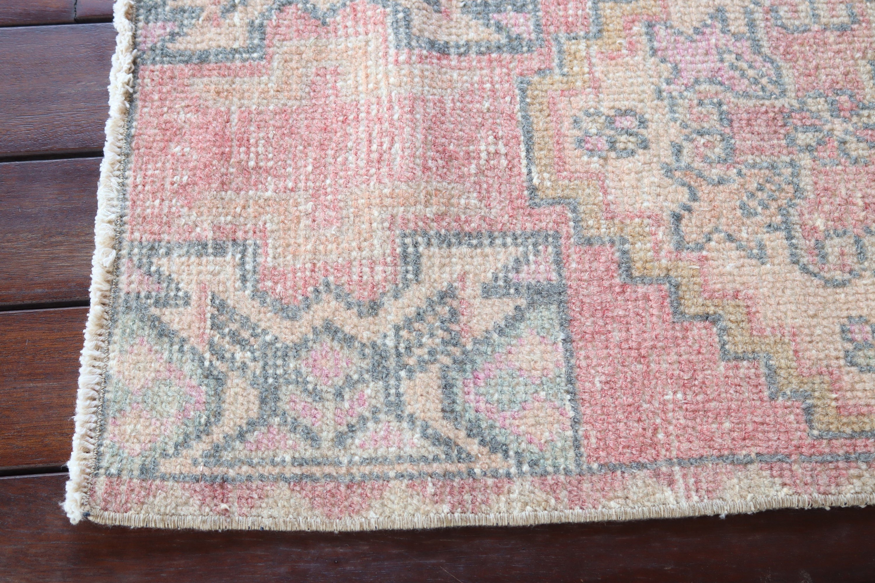 1.5x2.8 ft Small Rugs, Oushak Rug, Small Boho Rug, Turkish Rug, Handmade Rugs, Pink Anatolian Rugs, Neutral Rug, Kitchen Rugs, Vintage Rug