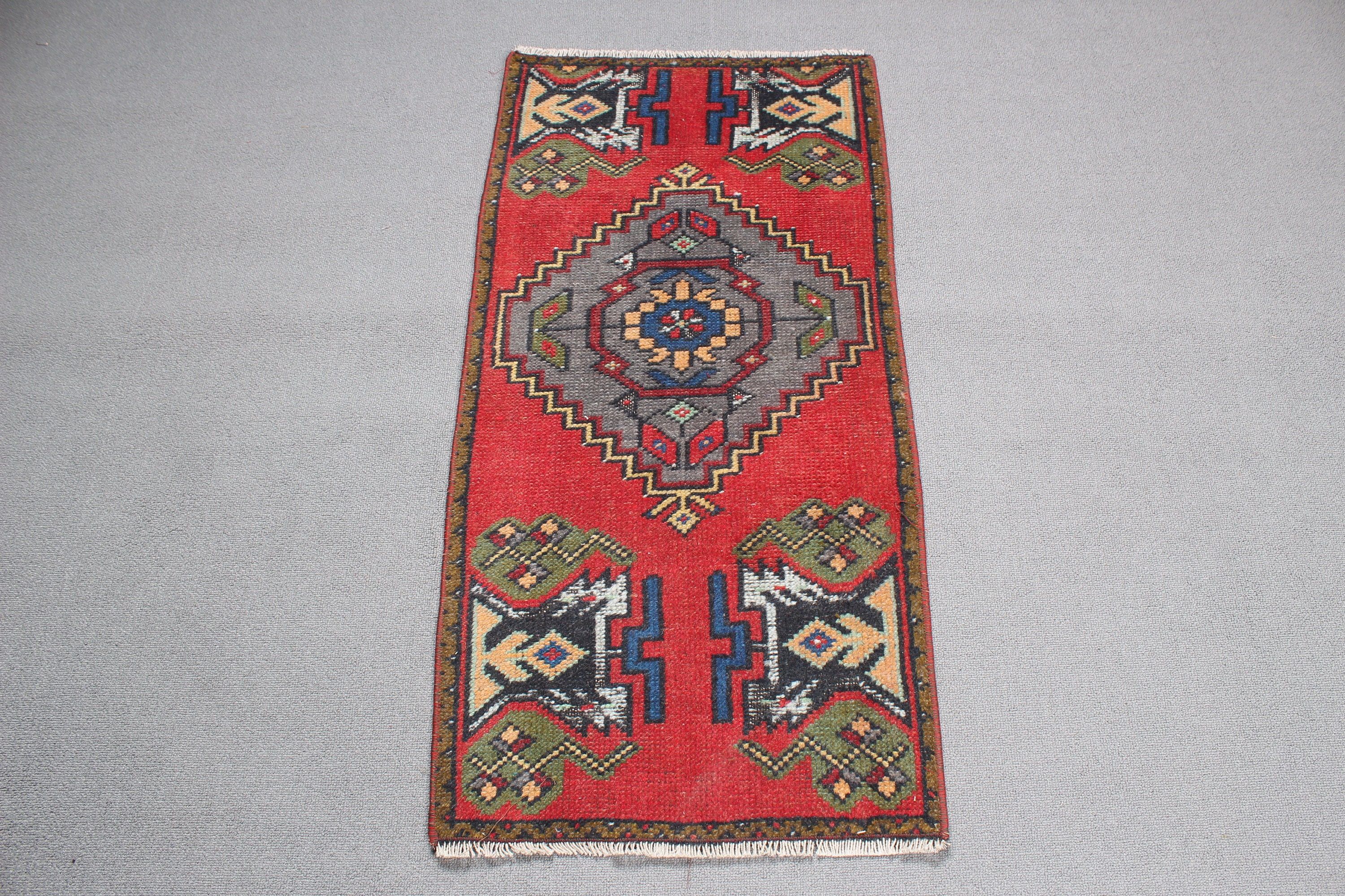 1.6x3.3 ft Small Rug, Organic Rug, Turkish Rugs, Anatolian Rug, Kitchen Rugs, Vintage Rugs, Bath Rugs, Oriental Rugs, Red Handwoven Rug