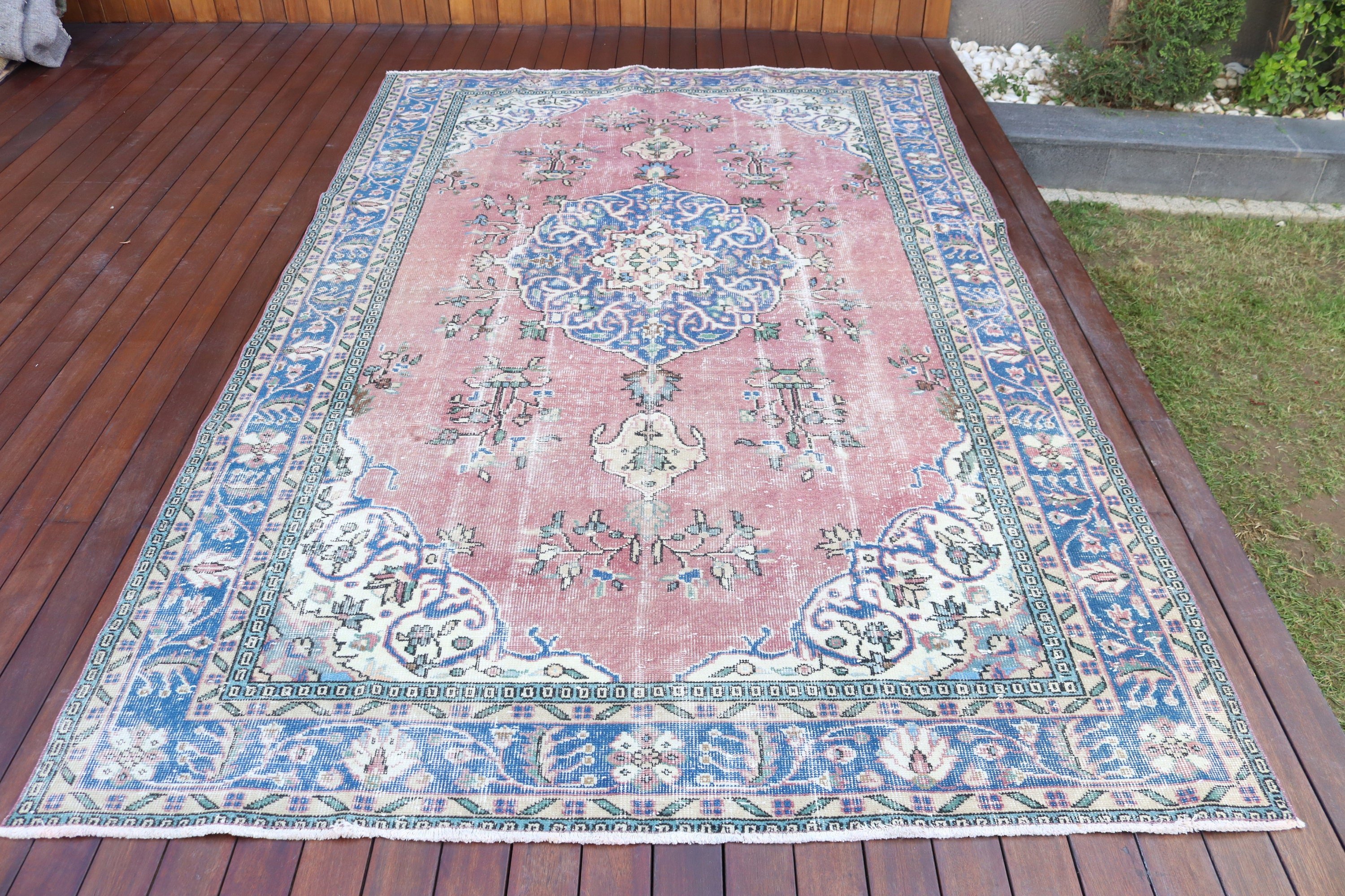 Yemek Odası Halıları, Büyük Vintage Halı, Mor Açıklama Halıları, Türk Halıları, Vintage Halı, Nötr Halılar, Boho Halı, 5,8x9,4 ft Büyük Halılar