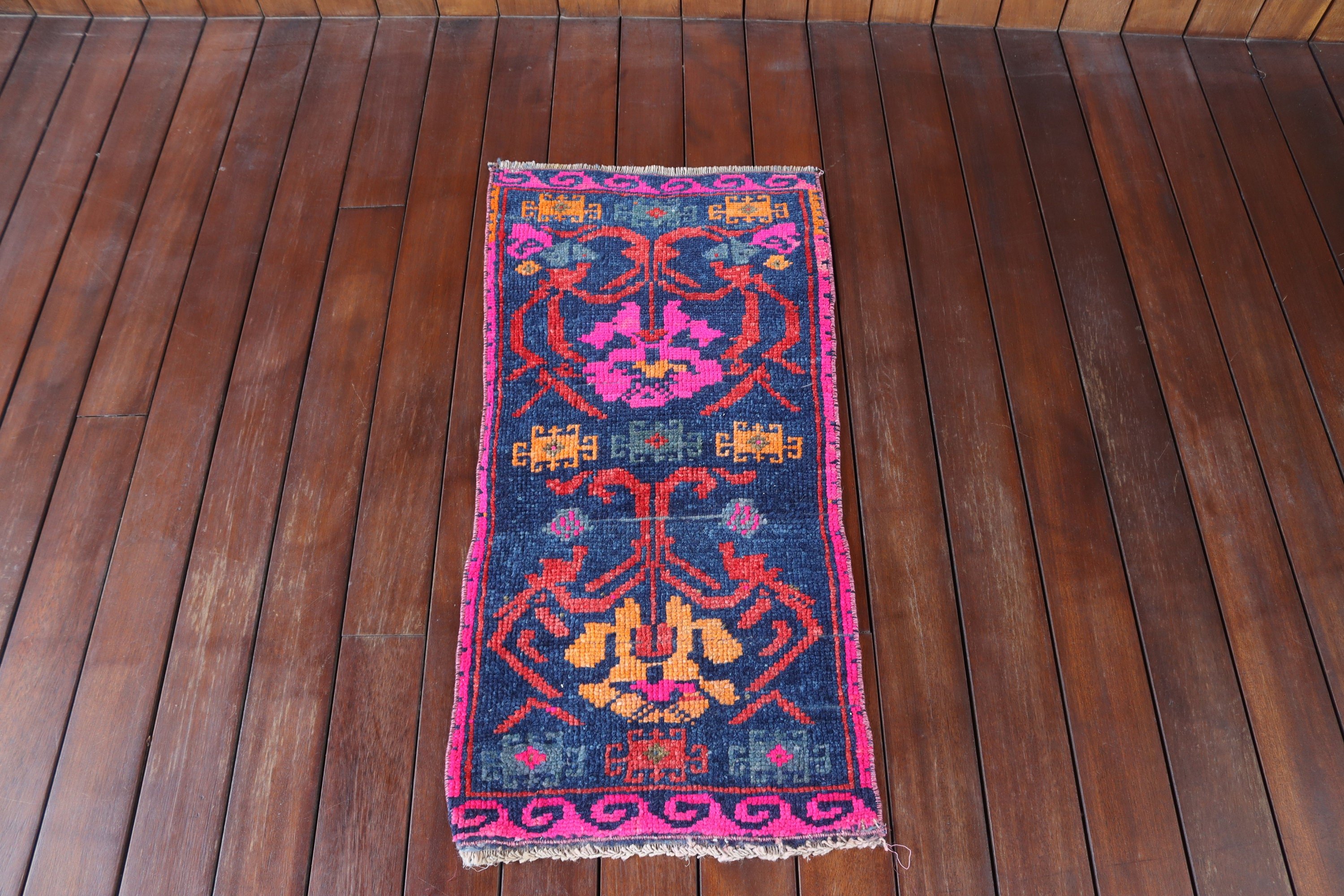 Vintage Rug, Pink Anatolian Rug, Oriental Rugs, Turkish Rug, 1.4x2.8 ft Small Rug, Bath Rugs, Cool Rugs, Rugs for Kitchen, Door Mat Rugs