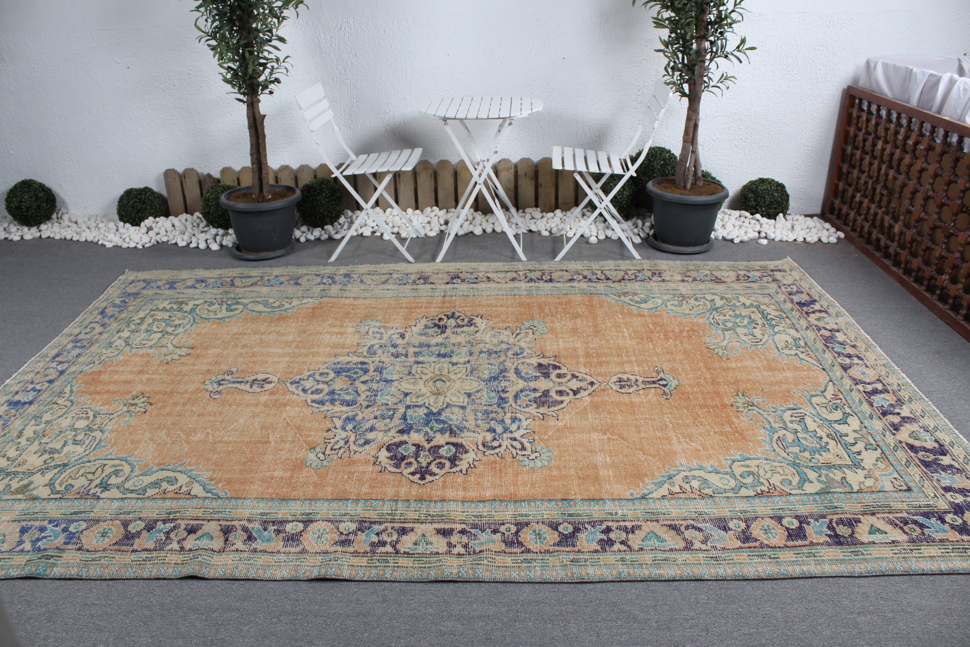 Saloon Rugs, 7.1x10.8 ft Oversize Rug, Floor Rugs, Orange Cool Rugs, Turkish Rug, Vintage Rug, Moroccan Rugs, Dining Room Rugs, Natural Rug