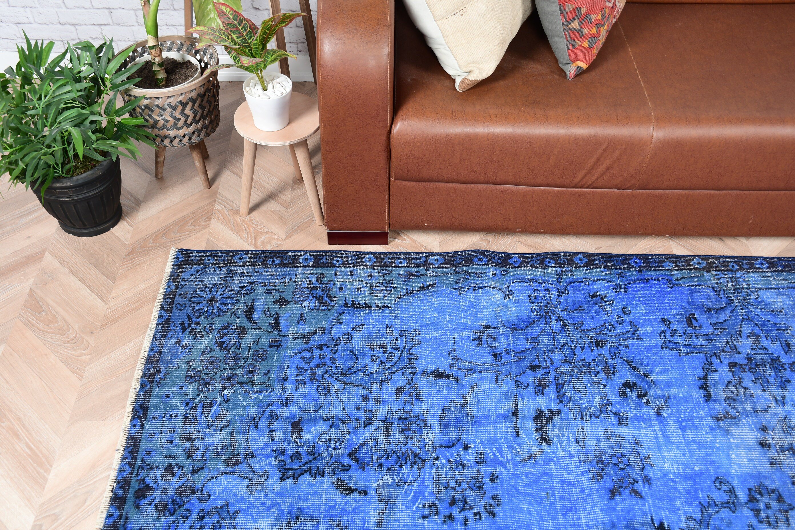 Turkish Rug, Vintage Rug, Blue Kitchen Rug, Bedroom Rug, Oushak Rug, Anatolian Rugs, Eclectic Rug, 5.6x8.8 ft Large Rug, Living Room Rugs