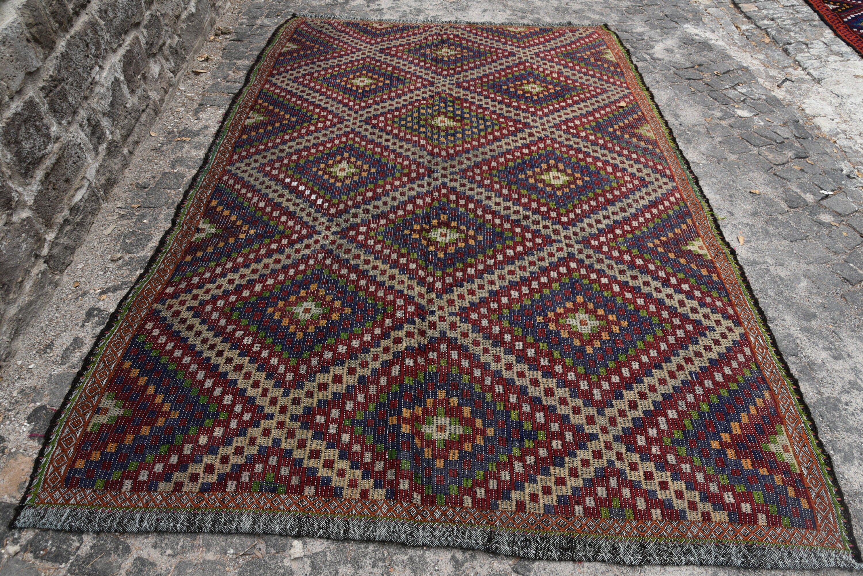 6.4x9.7 ft Large Rug, Kilim, Turkish Rugs, Floor Rug, Dining Room Rug, Colorful Rug, Bedroom Rug, Vintage Rug, Rugs for Dining Room