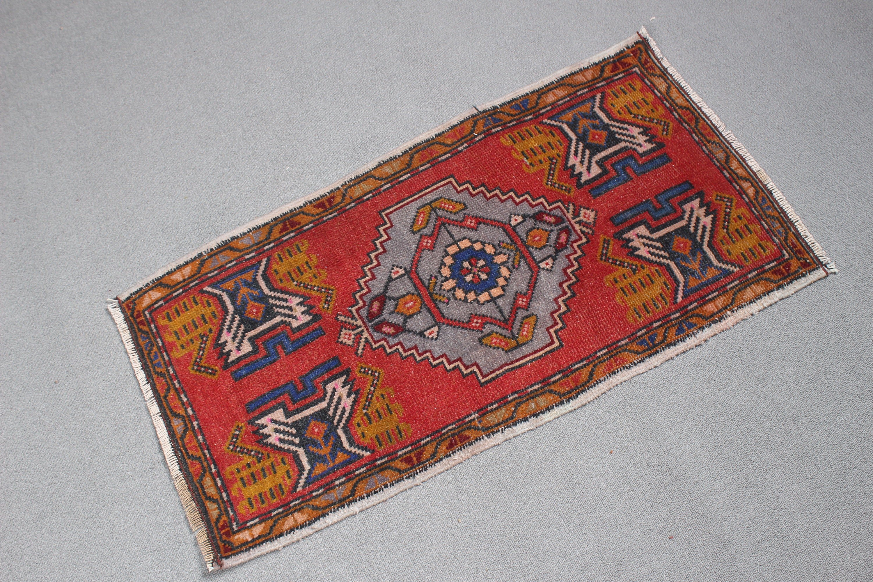 Vintage Rug, Red Handwoven Rugs, Small Area Rugs, Luxury Rugs, Tribal Rugs, Boho Rugs, 1.7x3.2 ft Small Rug, Turkish Rug, Wall Hanging Rugs