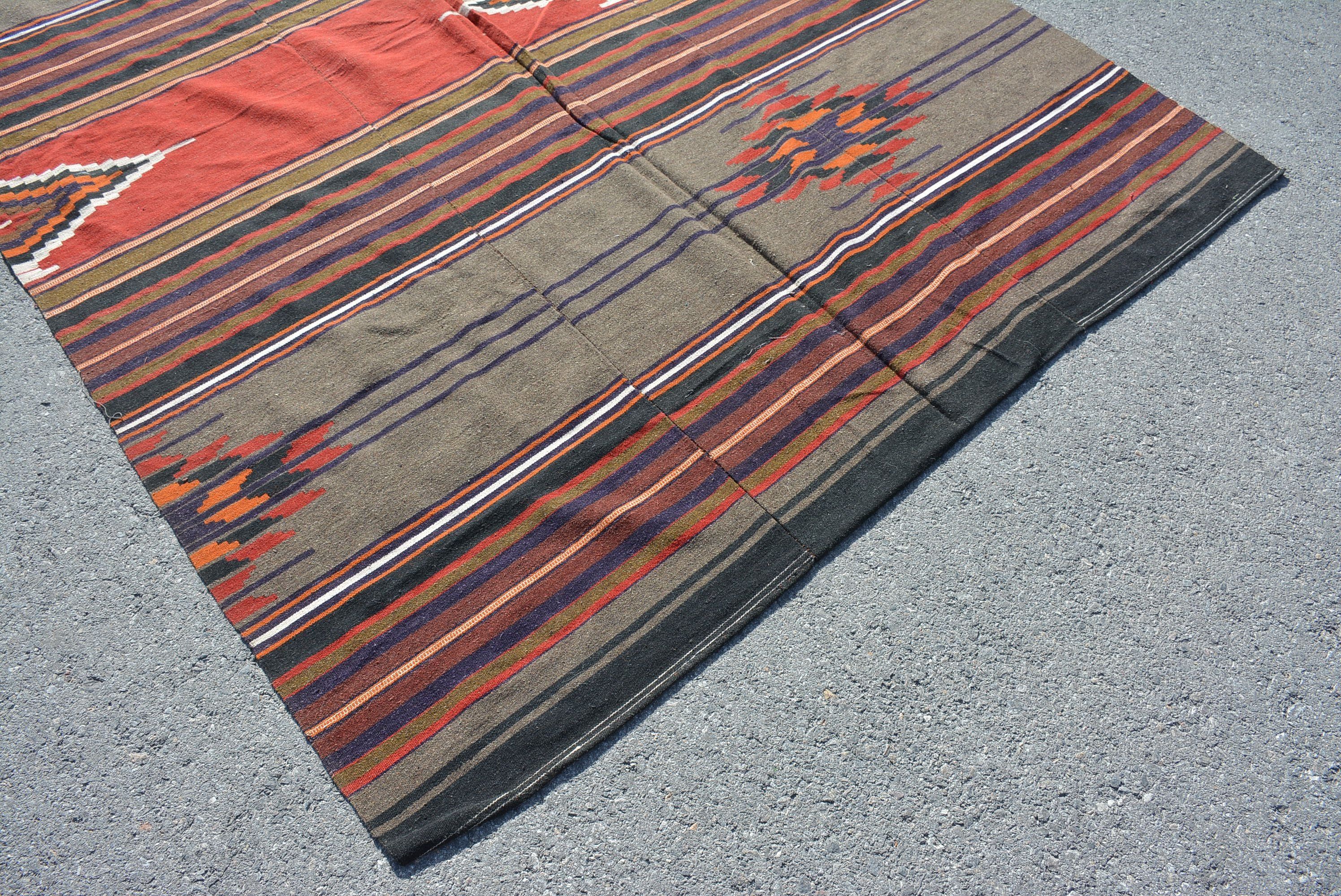Kilim, Turkish Rug, Wool Rugs, Home Decor Rug, Living Room Rug, Aztec Rugs, 6.4x8.7 ft Large Rug, Vintage Rugs, Rugs for Salon, Salon Rugs