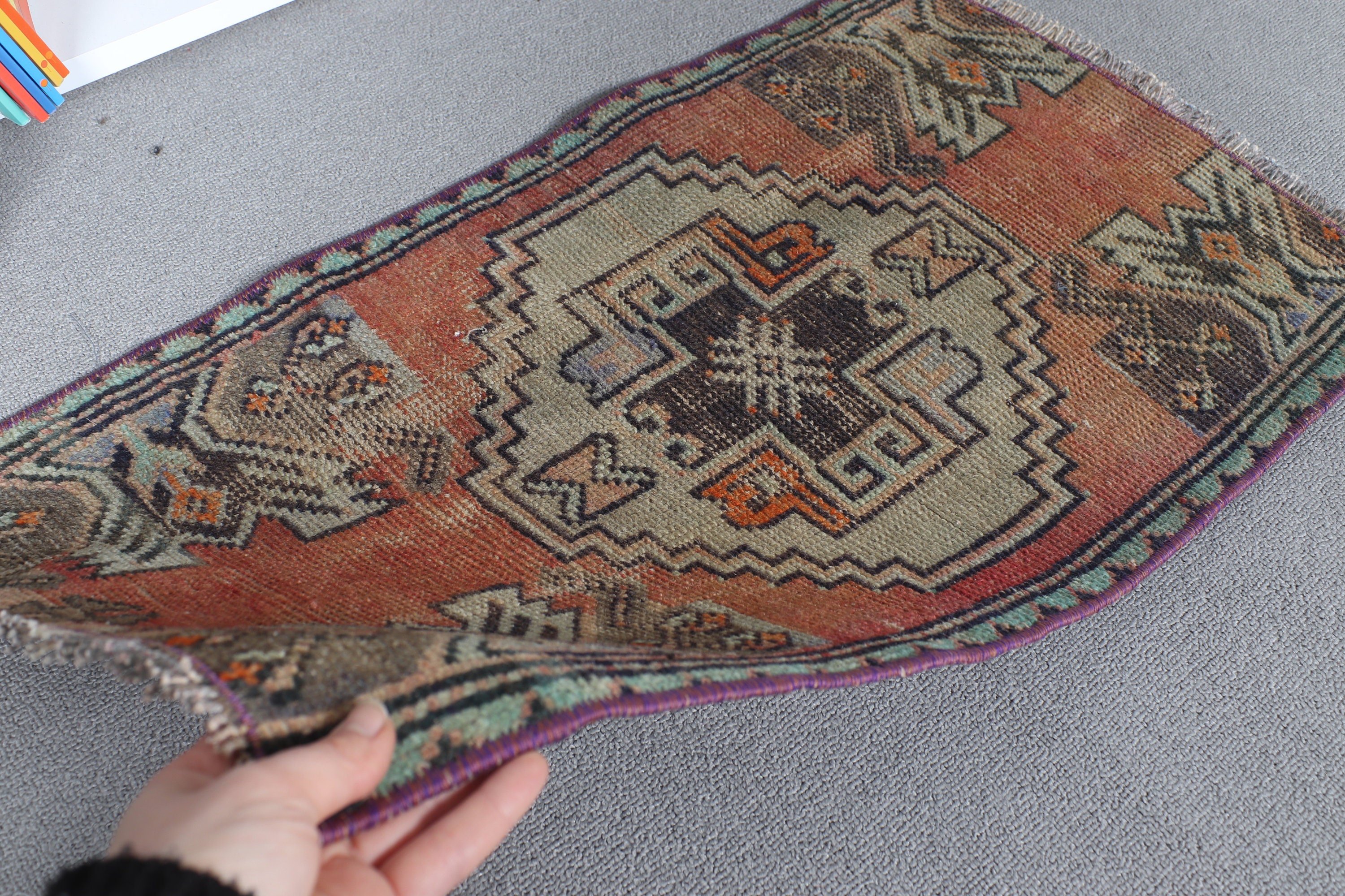 Old Rug, Rugs for Bath, 1.4x2.4 ft Small Rugs, Vintage Rug, Cool Rugs, Turkish Rug, Floor Rugs, Bath Rug, Bedroom Rug, Brown Home Decor Rug