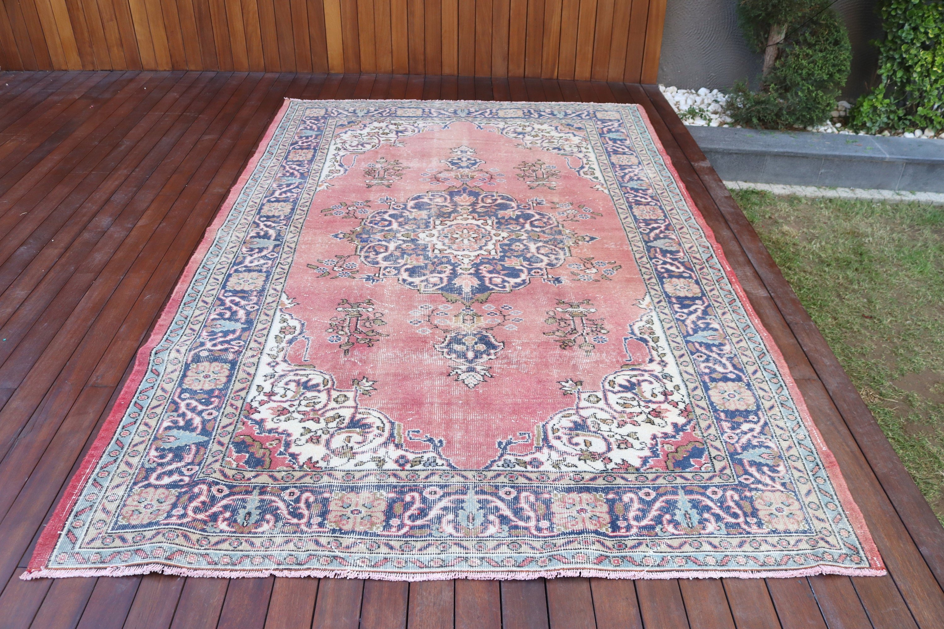 Vintage Halılar, Türk Halısı, 6x9.5 ft Büyük Halılar, Modern Halılar, Salon Halısı, Salon Halıları, Kırmızı Açıklama Halısı, Yatak Odası Halısı