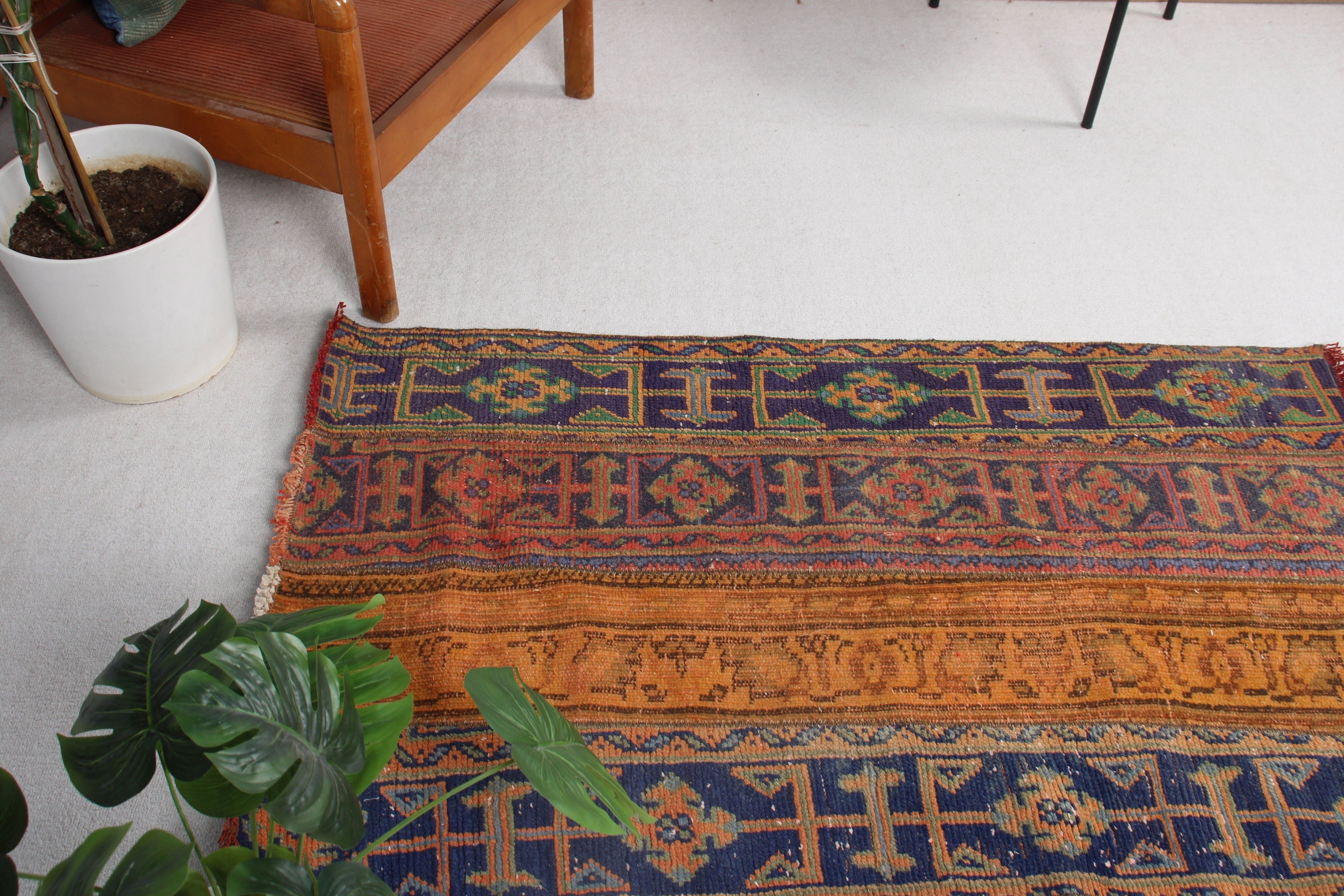 Orange Geometric Rugs, Turkish Rugs, 2.7x4.6 ft Small Rug, Moroccan Rugs, Antique Rug, Vintage Rugs, Small Vintage Rug, Wall Hanging Rugs