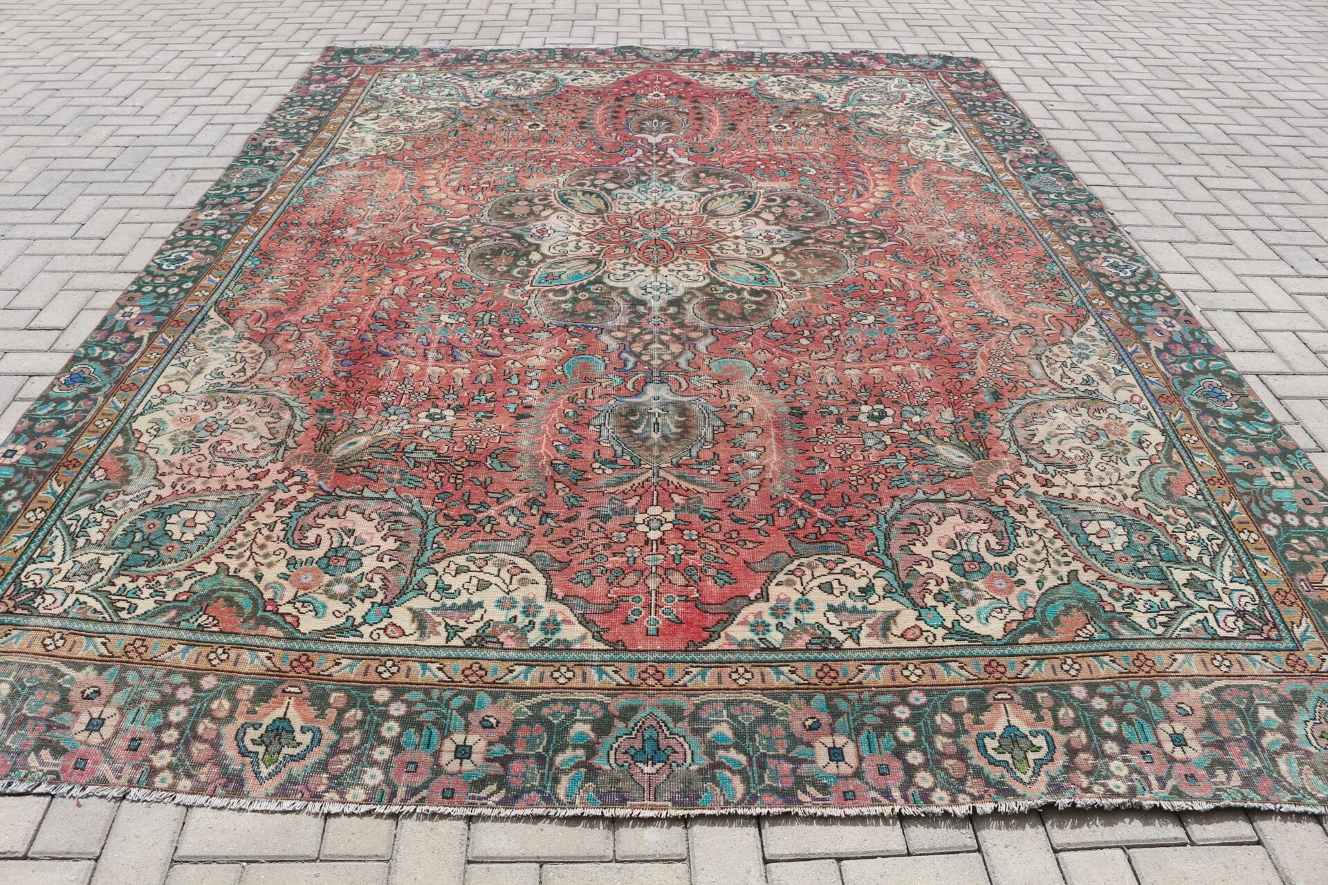 9x11.9 ft Oversize Rugs, Moroccan Rug, Red Cool Rug, Vintage Rug, Dining Room Rugs, Turkish Rug, Rugs for Salon, Antique Rug, Salon Rugs