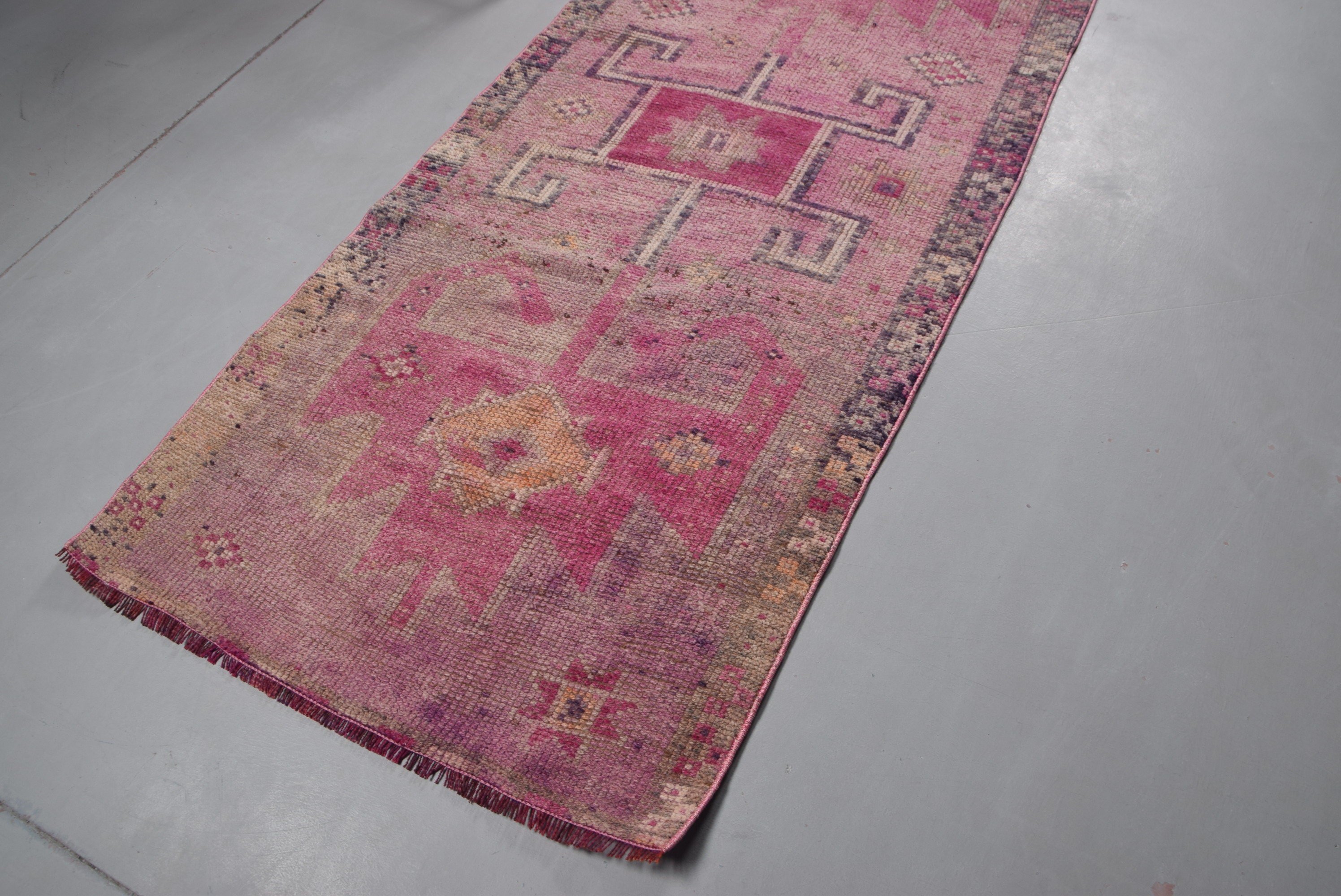 Rugs for Hallway, Art Rug, Bedroom Rugs, 3.1x11.4 ft Runner Rug, Floor Rug, Vintage Rug, Old Rug, Turkish Rug, Stair Rug, Pink Oriental Rug