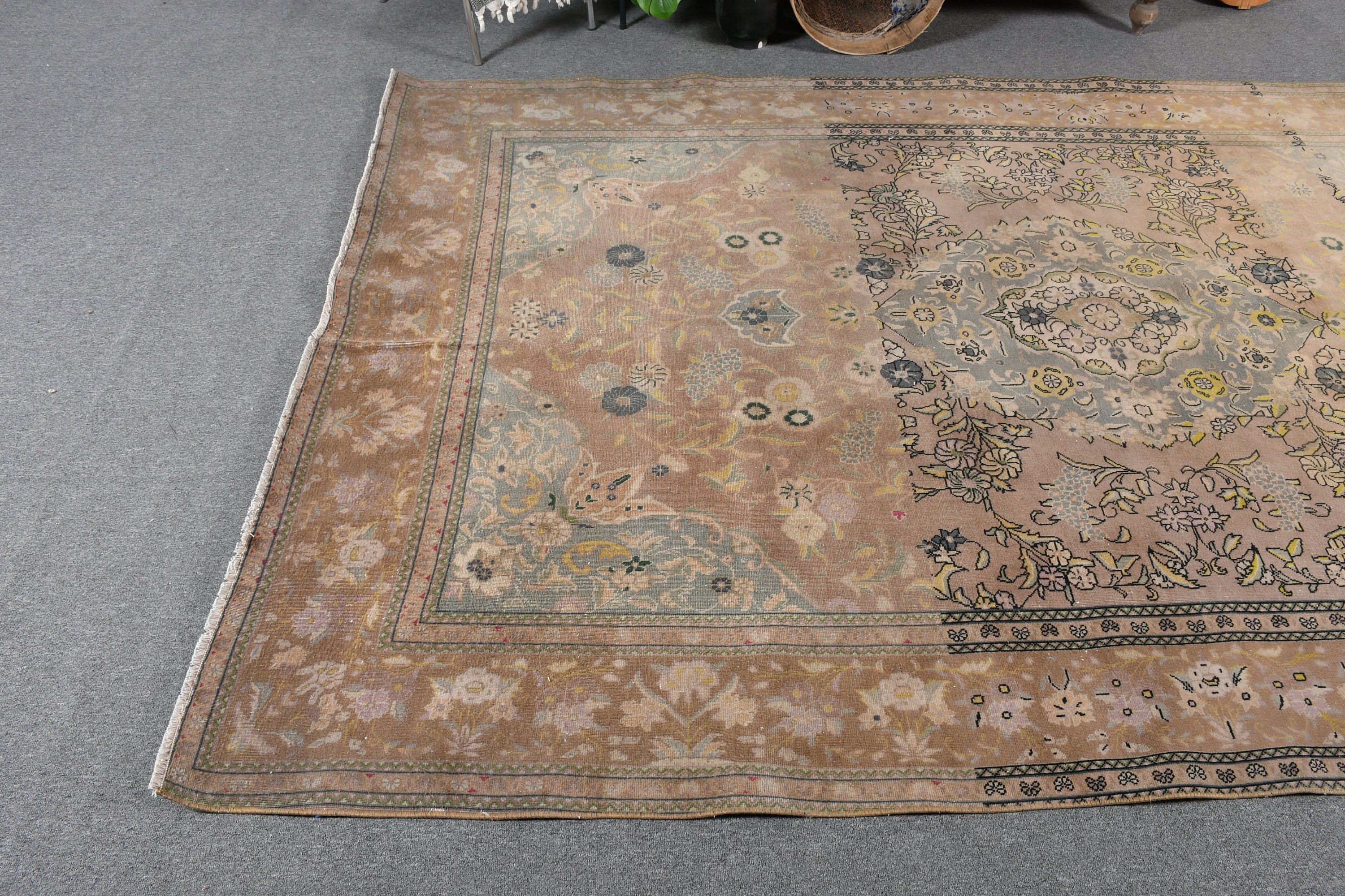 6.2x9.4 ft Büyük Halı, Kahverengi Yatak Odası Halısı, Türk Halısı, Vintage Halı, Salon Halıları, Antika Halılar, Fas Halıları, Yatak Odası Halıları, Düğün Halıları