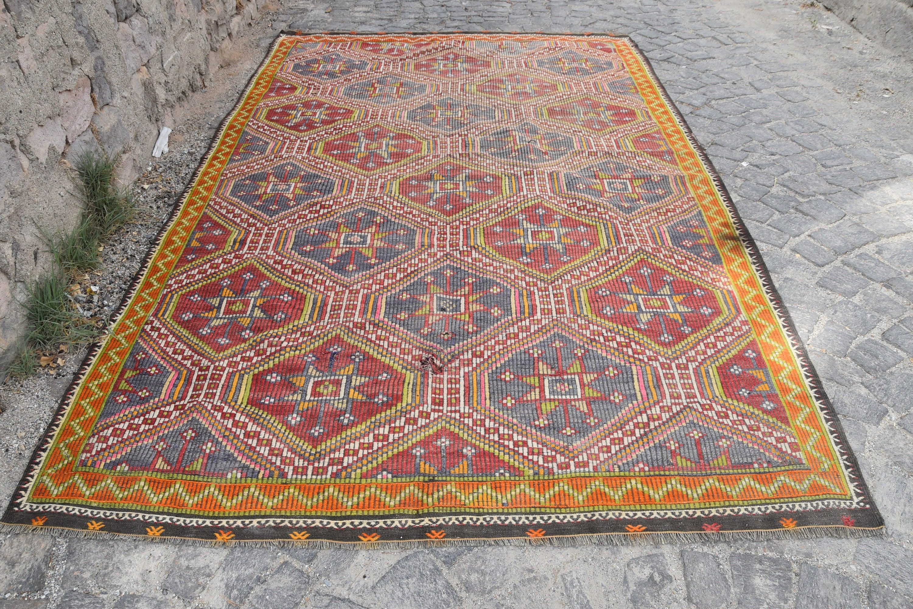 Salon Halıları, Yemek Odası Halısı, Salon Halıları, Vintage Halılar, Oryantal Halı, Eski Halı, Ev Dekor Halısı, Türk Halısı, Kilim, 6.2x10.5 ft Büyük Halı