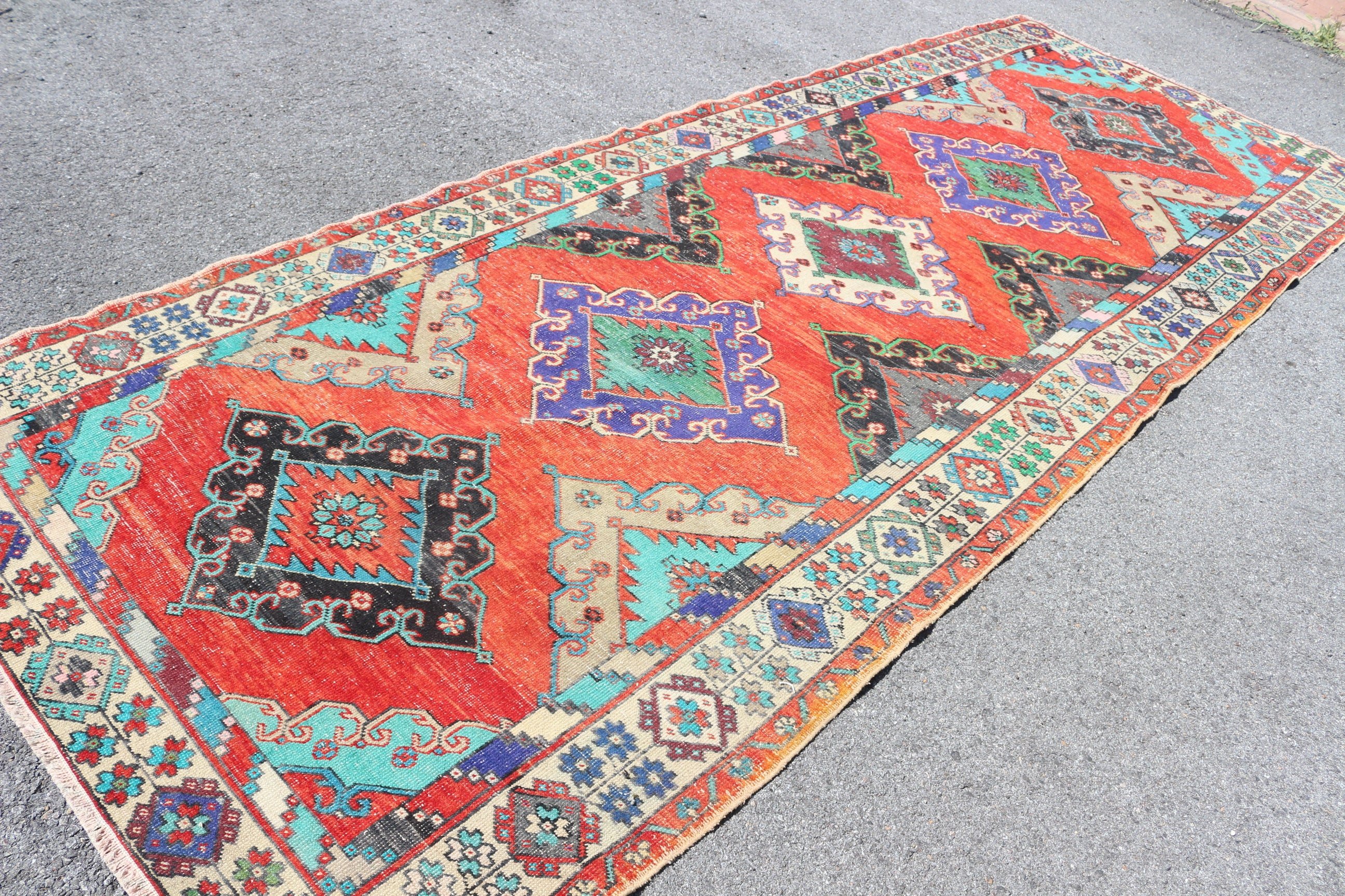 Pale Rugs, Rugs for Stair, Moroccan Rug, 5x13 ft Runner Rugs, Vintage Rug, Red Wool Rug, Kitchen Rug, Turkish Rug, Cool Rug, Hallway Rug