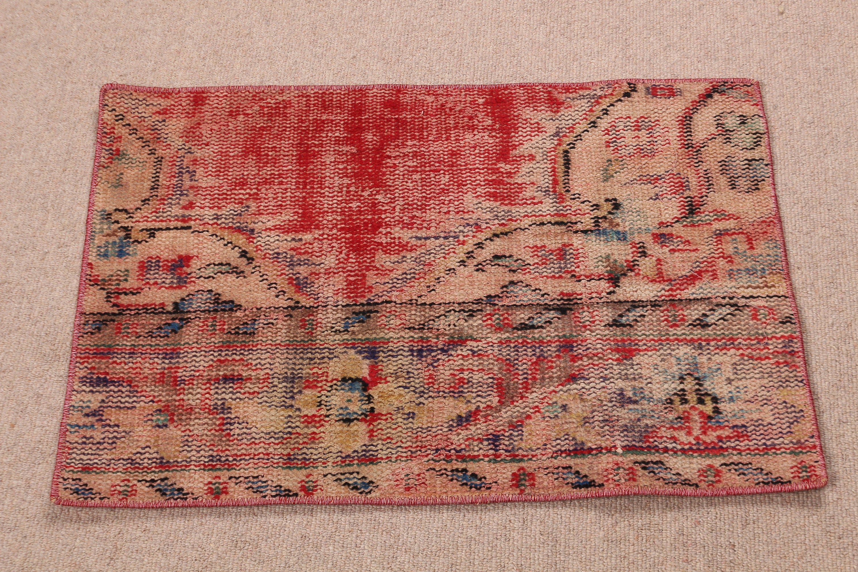Rugs for Car Mat, Bathroom Rug, Turkish Rugs, Vintage Rug, Oushak Rug, Natural Rugs, Anatolian Rug, Red  1.6x2.4 ft Small Rug