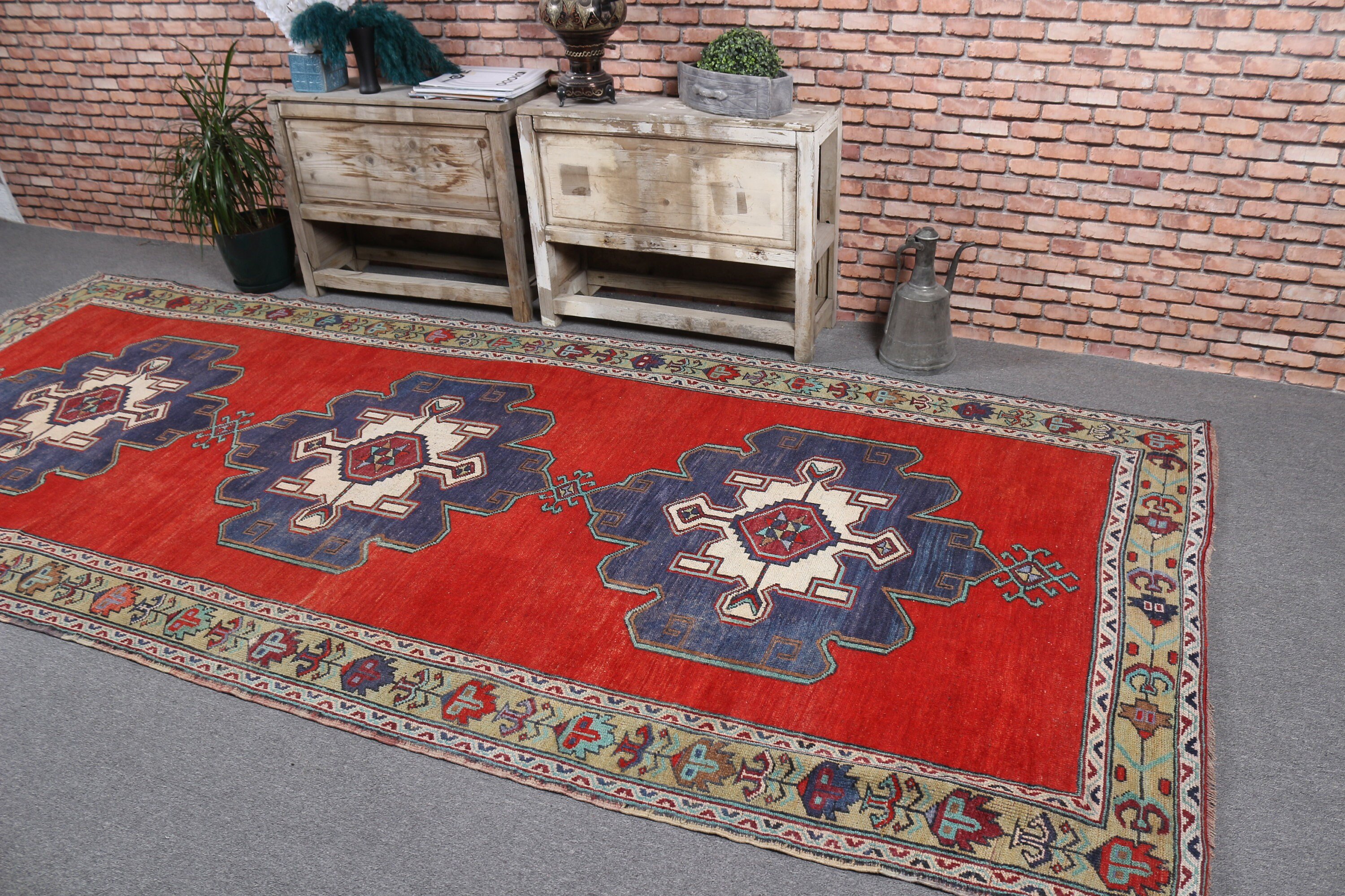 5.2x11.3 ft Large Rug, Oriental Rug, Turkish Rug, Living Room Rug, Bedroom Rugs, Vintage Rug, Pale Rugs, Red Kitchen Rug