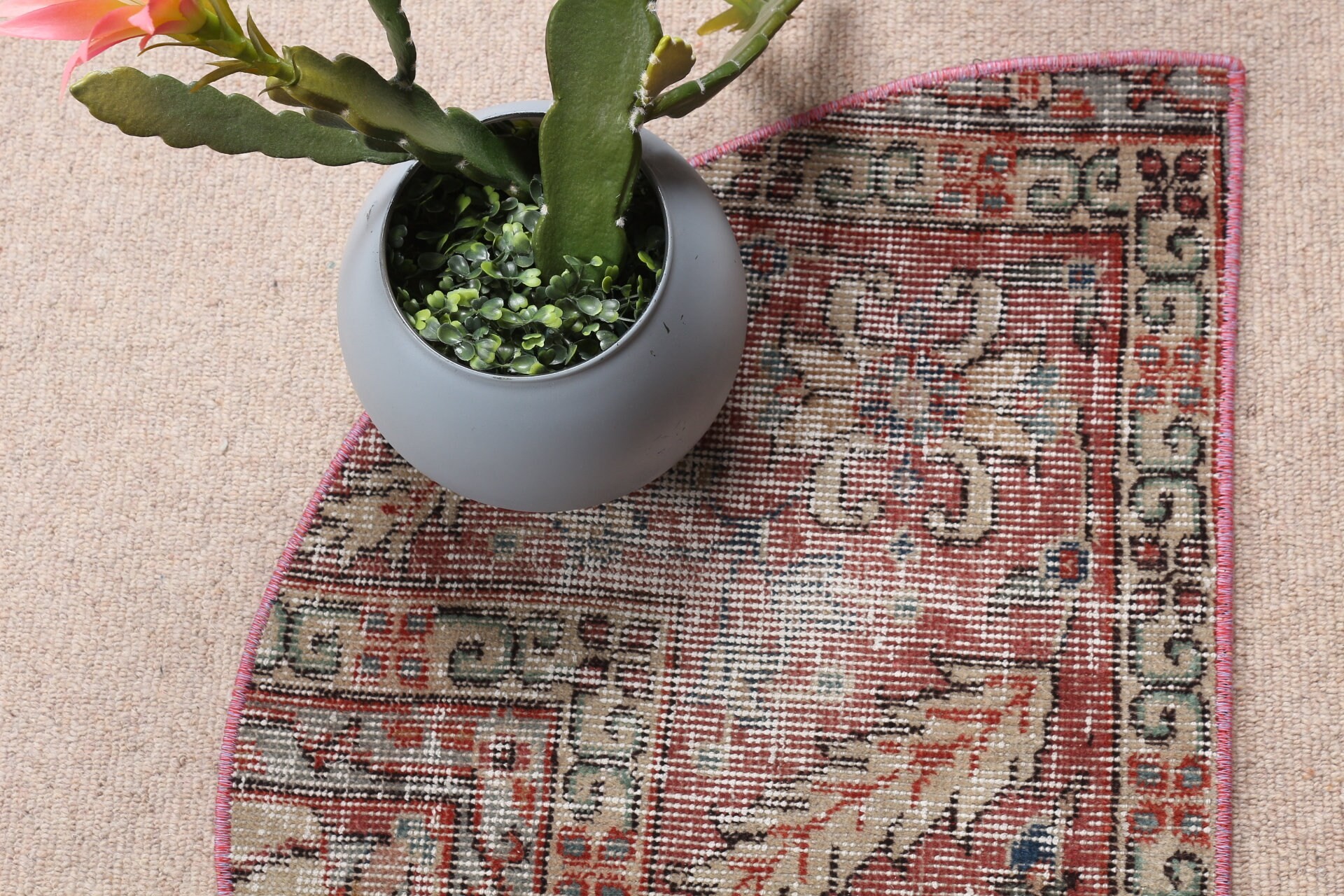 Vintage Rug, 2.5x1.5 ft Small Rug, Rugs for Kitchen, Turkish Rugs, Bedroom Rug, Wool Rug, Kitchen Rugs, Door Mat Rug, Red Moroccan Rug