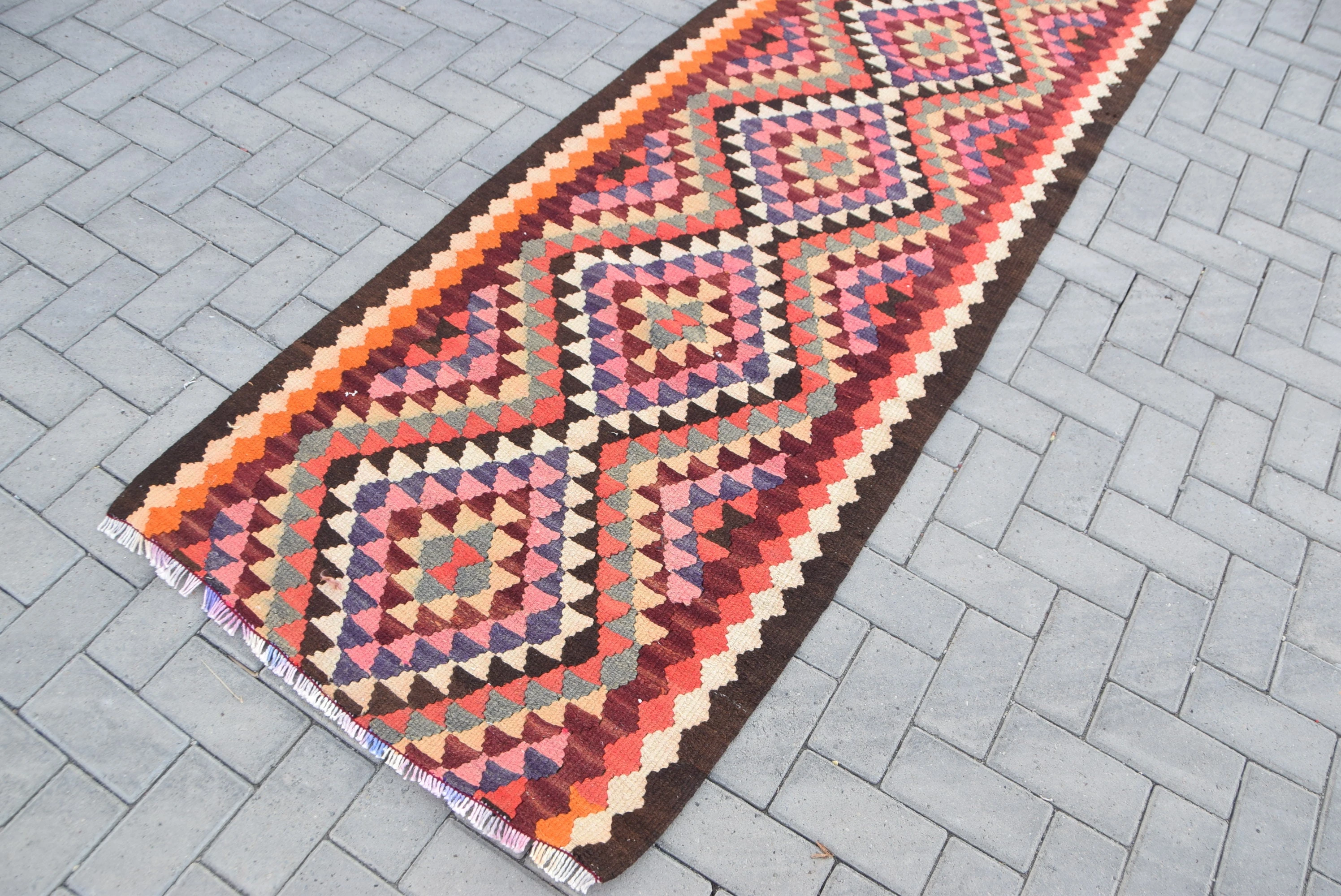 Red Kitchen Rug, Oushak Rug, Vintage Rug, Floral Runner Rug Rugs, Rugs for Runner, 2.9x10.9 ft Runner Rug, Turkish Rug, Antique Rugs