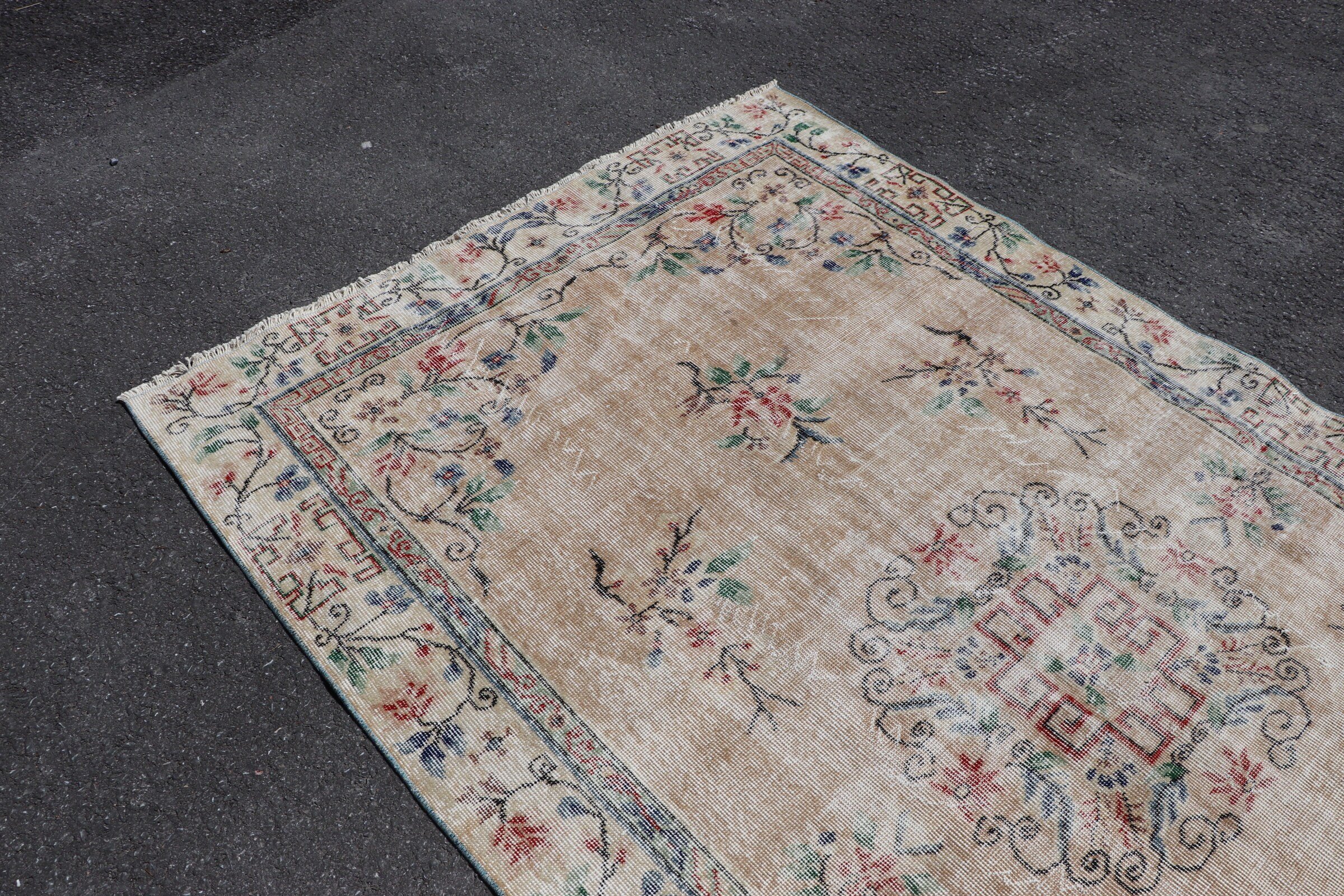 Beige Antique Rug, 5.4x9.4 ft Large Rugs, Vintage Rugs, Dining Room Rugs, Turkish Rug, Ethnic Rugs, Oushak Rug, Bedroom Rug, Oriental Rug