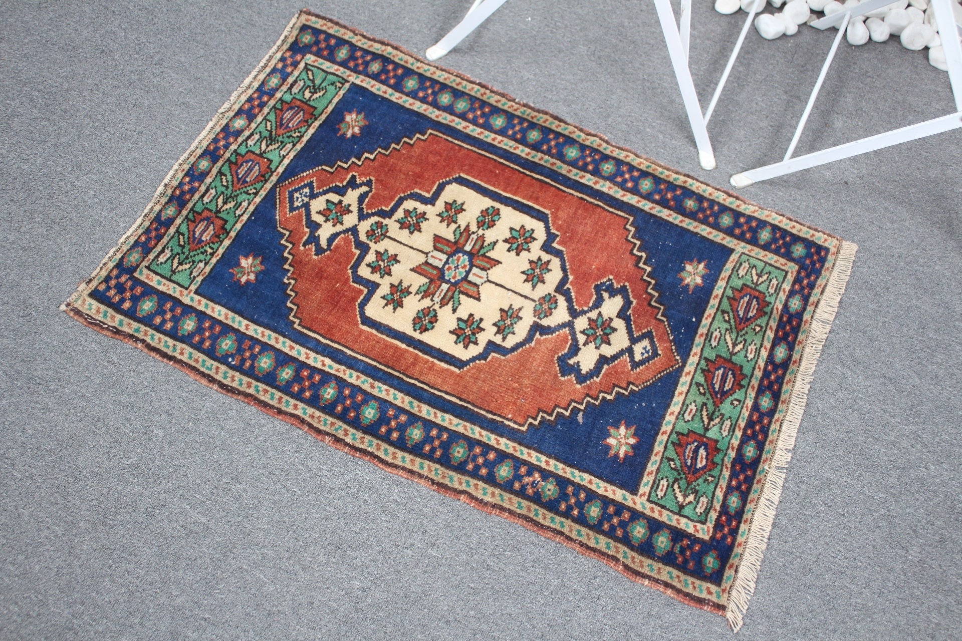 Rugs for Bedroom, Car Mat Rugs, Vintage Rug, Bedroom Rug, Floor Rug, Red  2x2.9 ft Small Rug, Turkish Rugs, Door Mat Rug