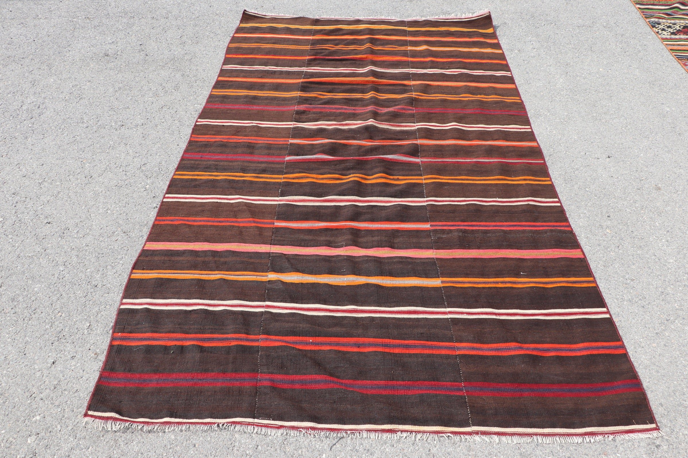 Kilim, 4.8x8.5 ft Large Rug, Kitchen Rug, Vintage Rug, Turkish Rugs, Orange Wool Rugs, Bedroom Rug, Anatolian Rugs, Living Room Rug