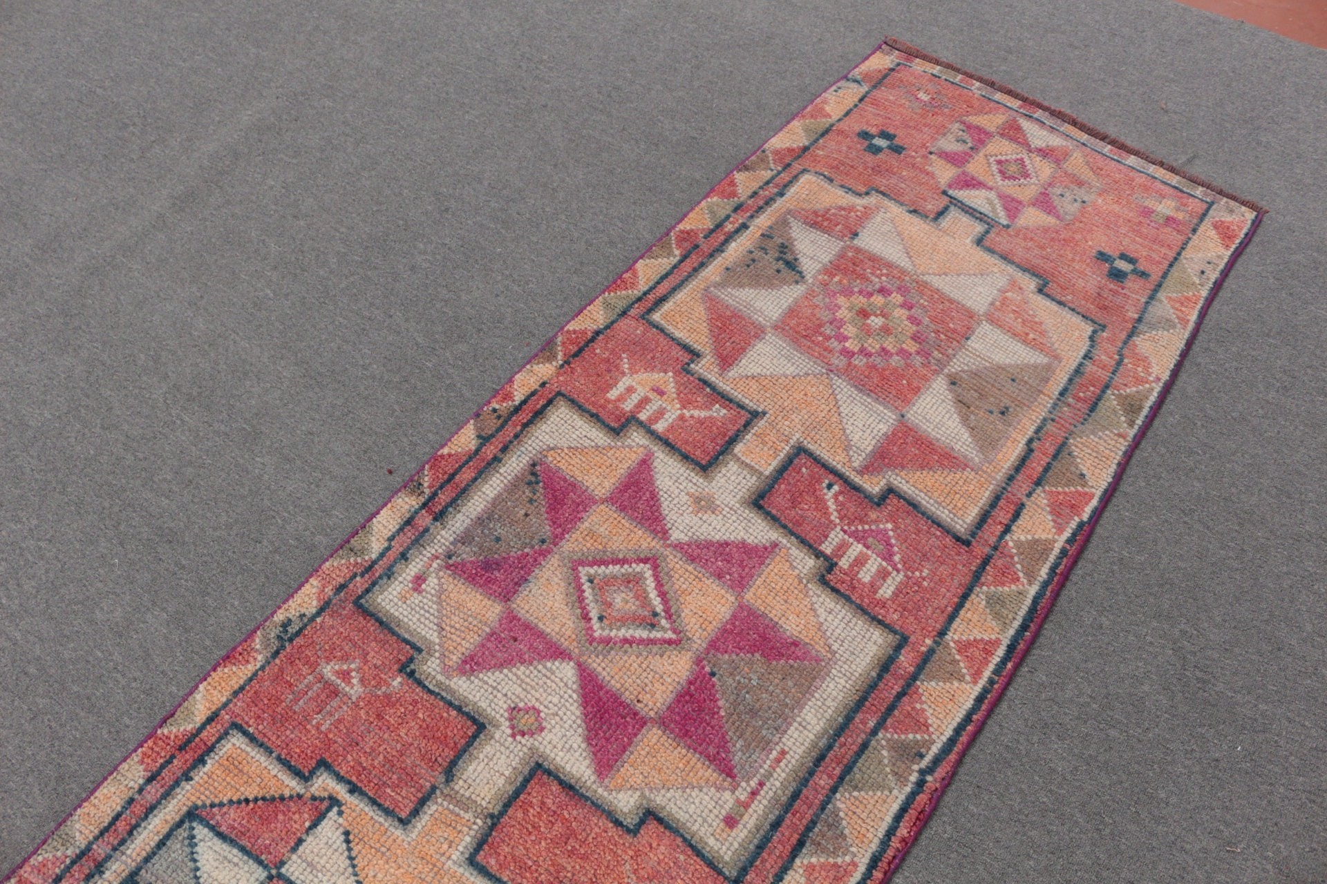 Home Decor Rug, Office Rug, 2.6x10.7 ft Runner Rugs, Hallway Rugs, Vintage Rug, Anatolian Rug, Stair Rugs, Turkish Rug, Orange Bedroom Rug