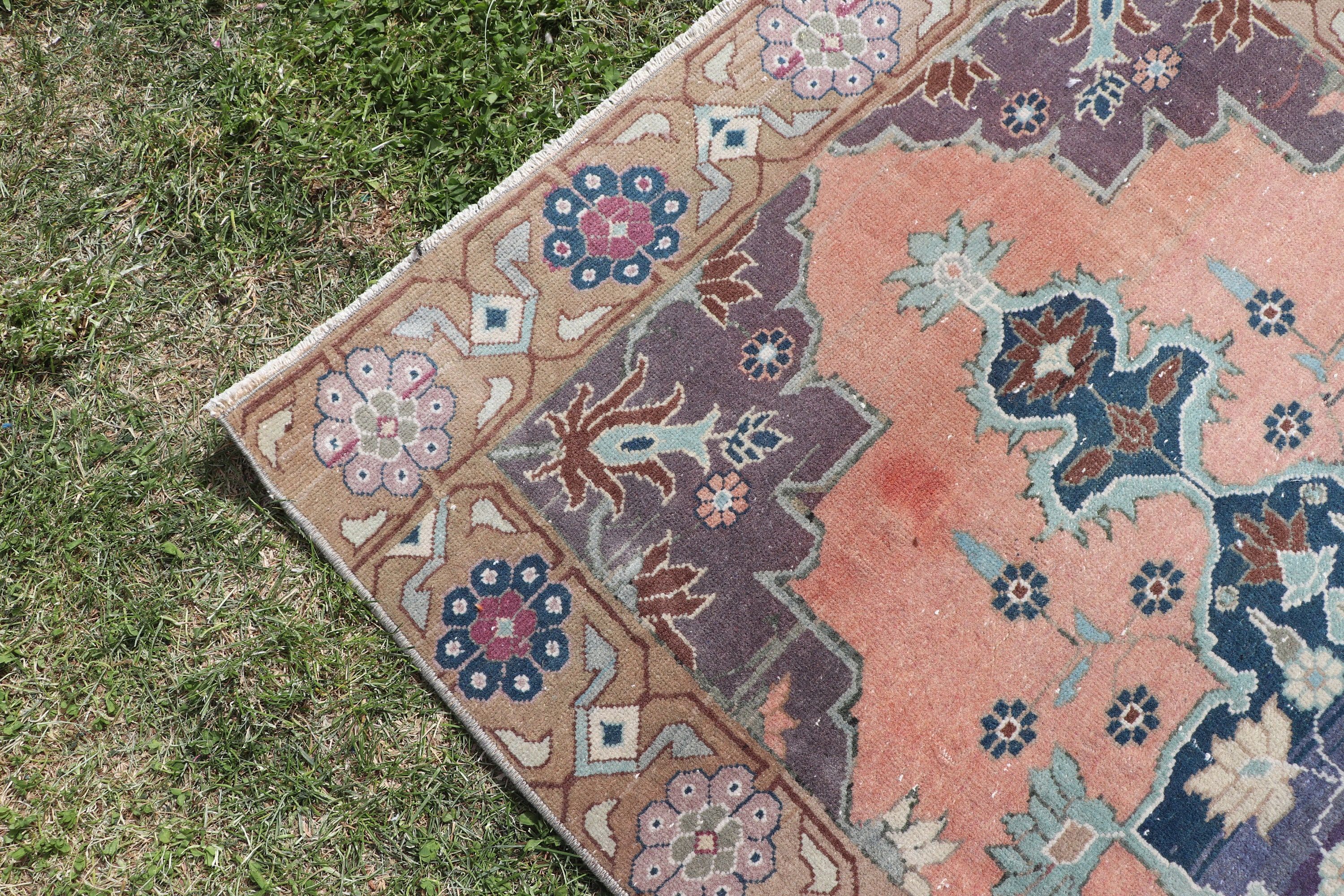 Vintage Halı, Vintage Yolluk Halısı, Oushak Halısı, Kahverengi Oushak Halısı, 2.8x7.5 ft Runner Halısı, Türk Halıları, Yün Halıları, Uzun Yolluk Halıları, Yer Halısı